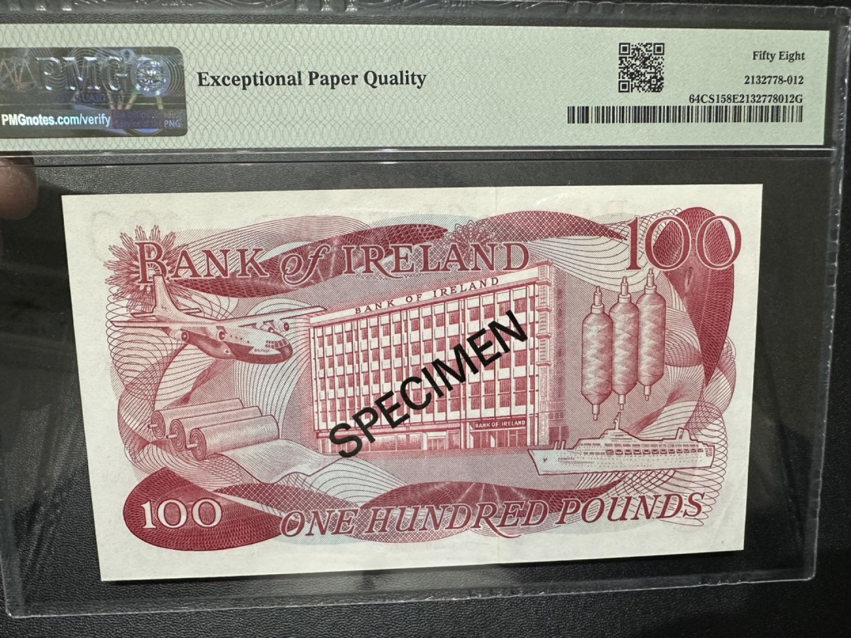 《外钞收藏家》第二百六十二期（连拍第二场） 1978年北爱尔兰100镑 PMG58E 样钞