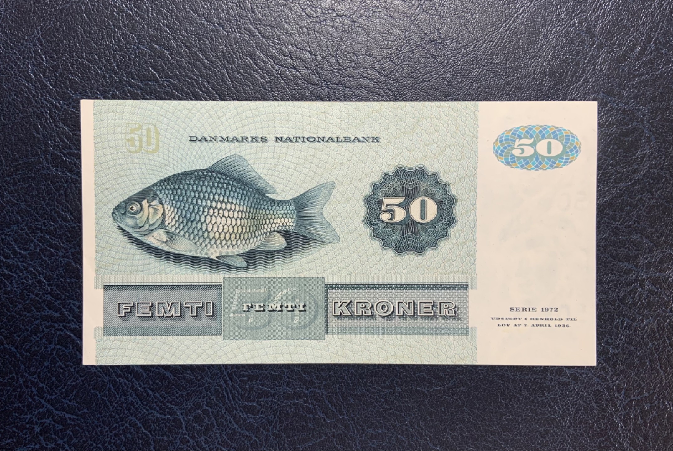 收藏联盟Quantum Auction 第251期拍卖  丹麦1982年50克朗 品相AU+  鲫鱼 鲁伯格夫人