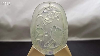 冰种白冰翡翠挂件，整料雕刻，水头超好，超级完美 冰种白冰翡翠挂件，整料雕刻，水头超好，超级完美