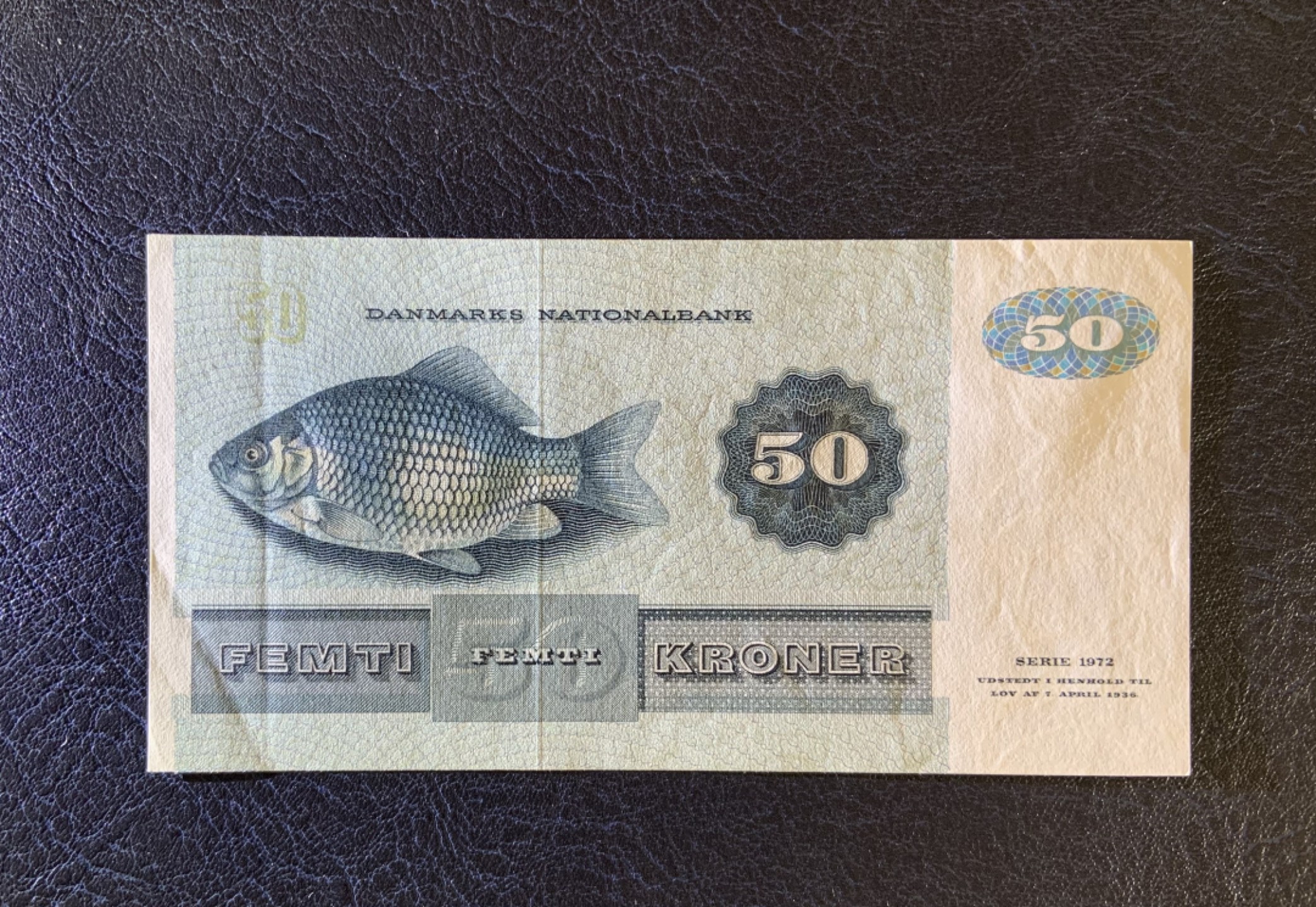 收藏联盟Quantum Auction 第251期拍卖  丹麦1982年50克朗 品相AU+  鲫鱼 鲁伯格夫人
