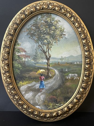 海外回流精品拍卖 - 法国回流老油画一副 尺寸：28cmX22cm，画芯部分：22.5cmX16.5cm。