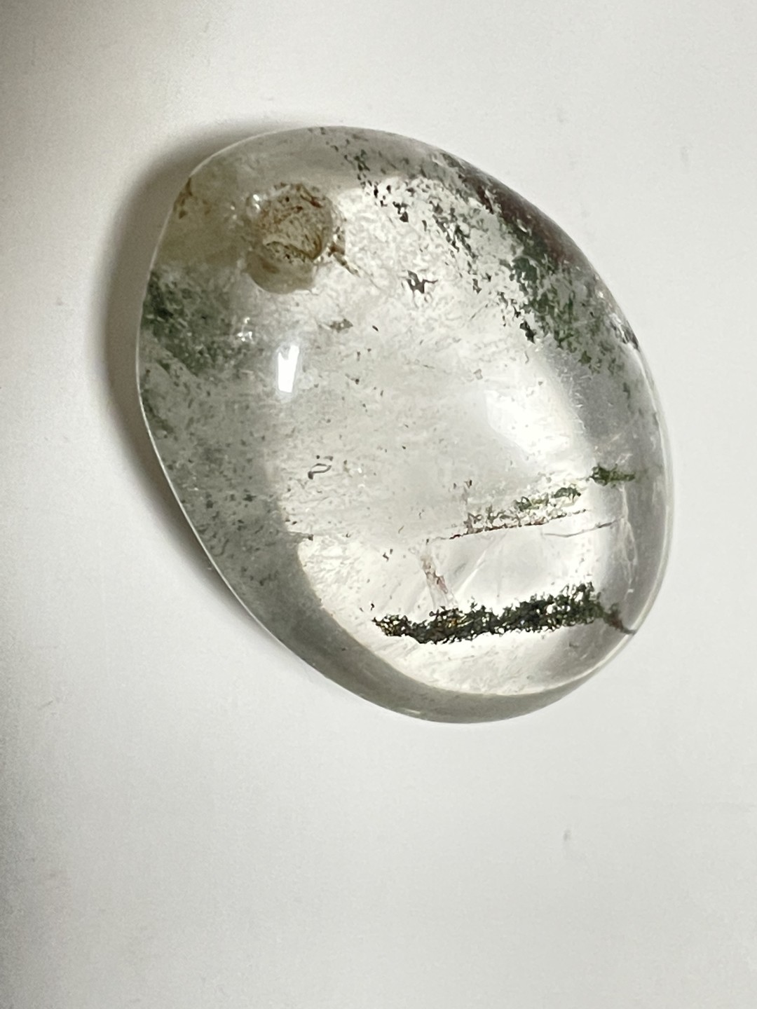 天然白水晶发丝吊坠