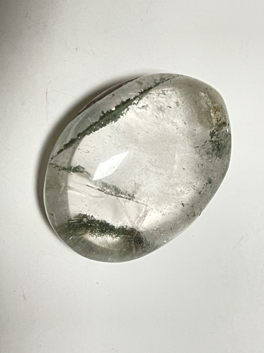 天然白水晶发丝吊坠