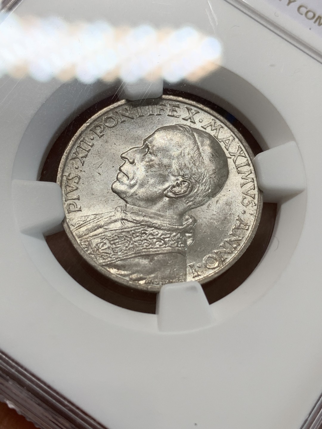 《竞宝斋》三少爷老婆本专场-第156场 (全场包邮) NGC MS63 梵蒂冈1939年5里拉银币