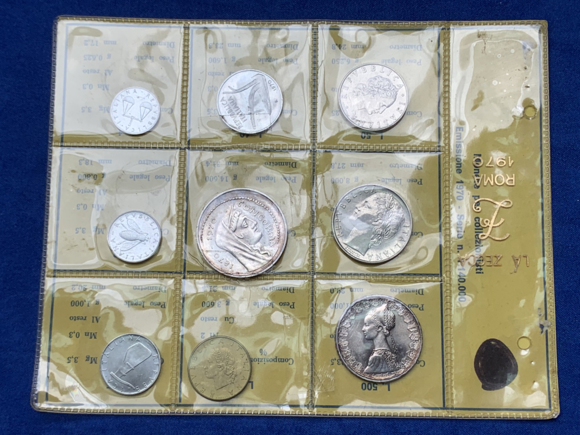 《竞宝斋》三少爷老婆本专场-第156场 (全场包邮) 意大利1970年9枚套，含2枚银币，带证书