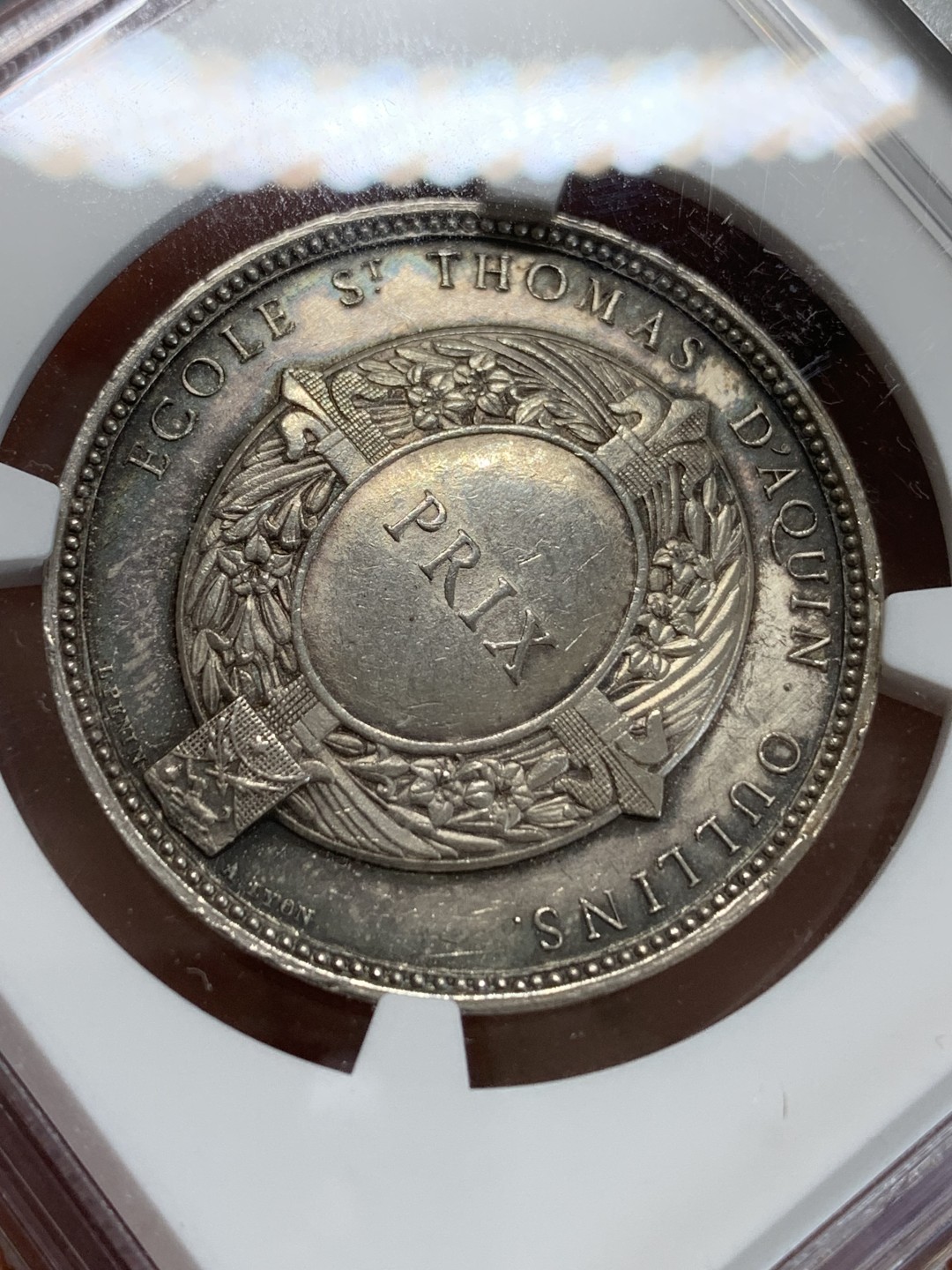 《竞宝斋》三少爷老婆本专场-第156场 (全场包邮) NGC AU58 法国19世纪亨利▪拉科代尔纪念银章