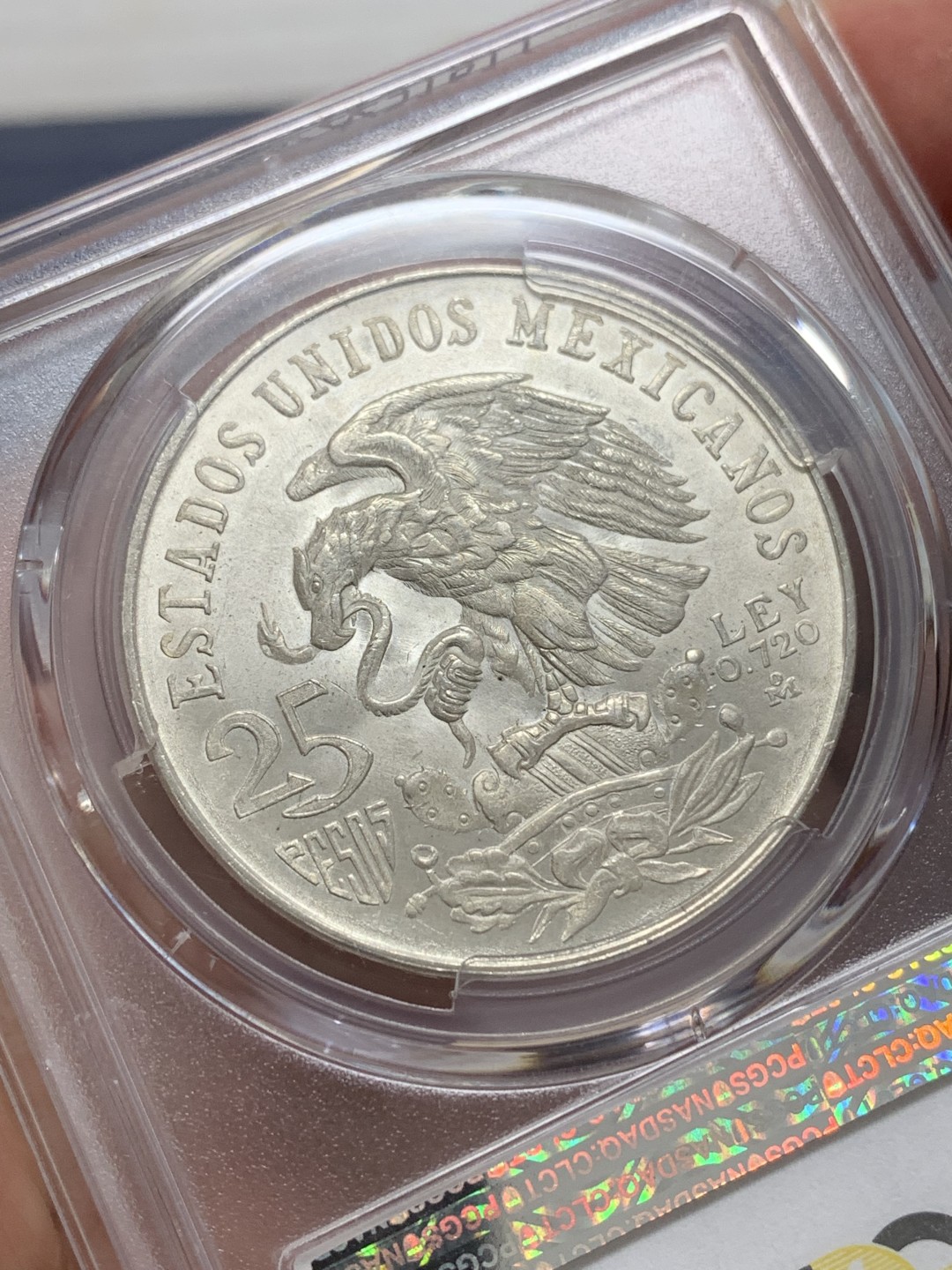 《竞宝斋》三少爷老婆本专场-第156场 (全场包邮) PCGS金盾 MS64 墨西哥1968年奥运会纪念25比索大银币