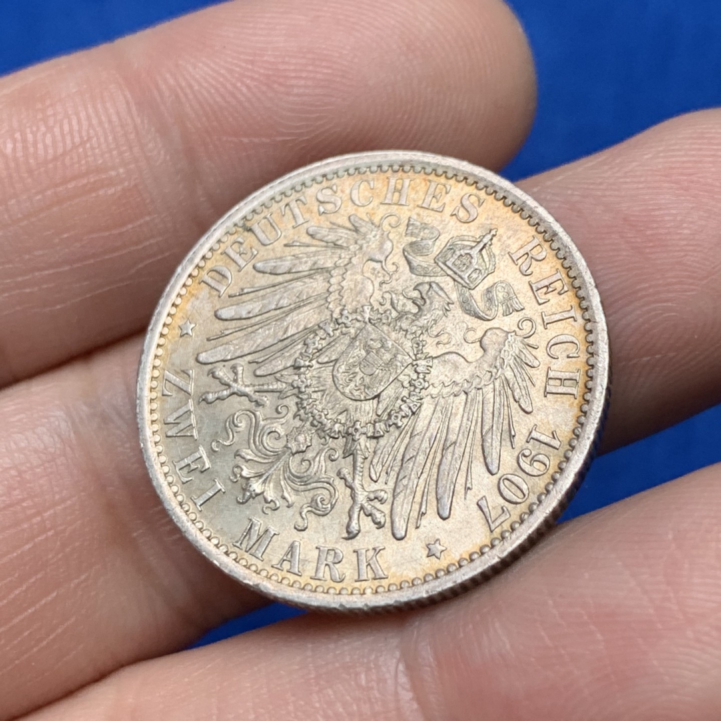 《竞宝斋》三少爷老婆本专场-第156场 (全场包邮) 德国普鲁士1907年威廉二世国王头像2马克银币