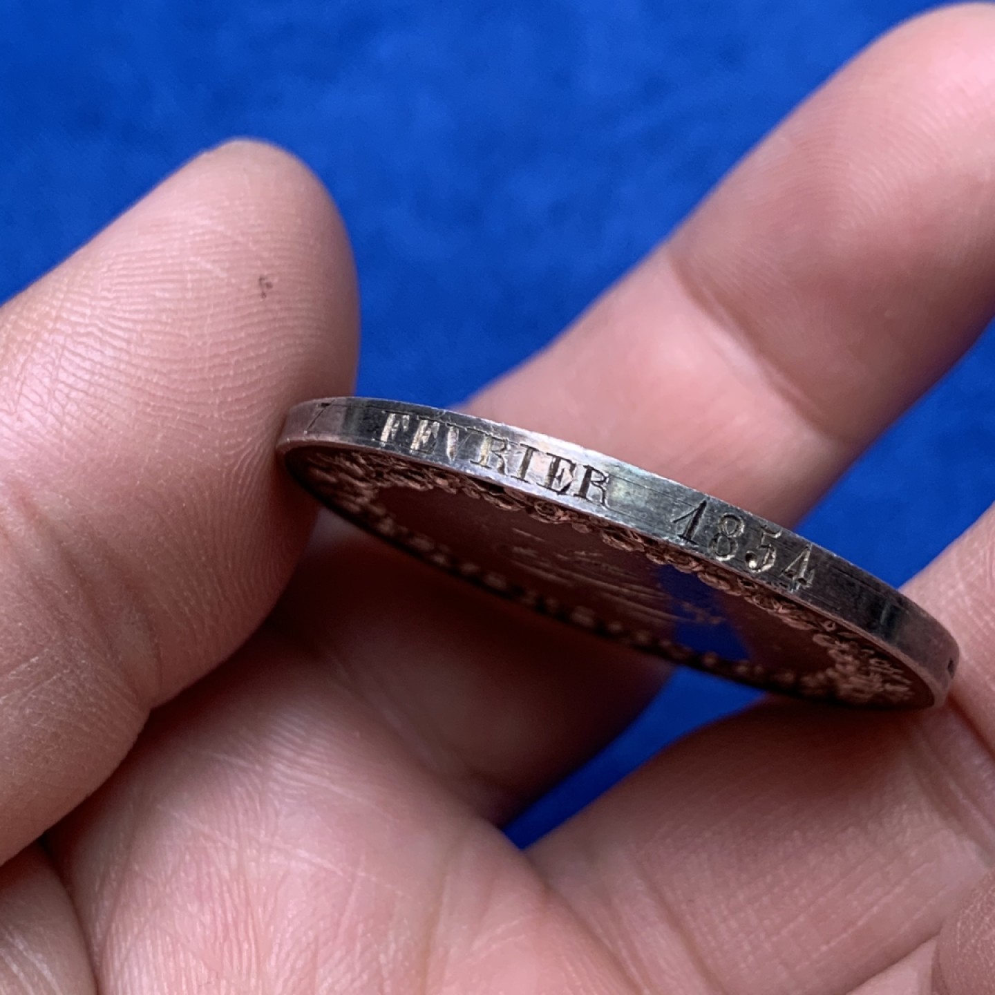 《竞宝斋》三少爷老婆本专场-第156场 (全场包邮) 法国1854年结婚银章，手指+ARGENT边铭，直径36.5mm，重量21.52g