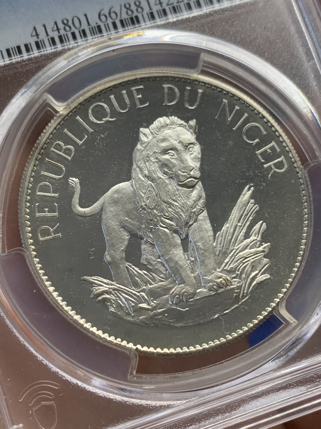 《竞宝斋》三少爷老婆本专场-第156场 (全场包邮) PCGS金盾 PR66DCAM 尼日尔1968年狮子10法郎精制大银币