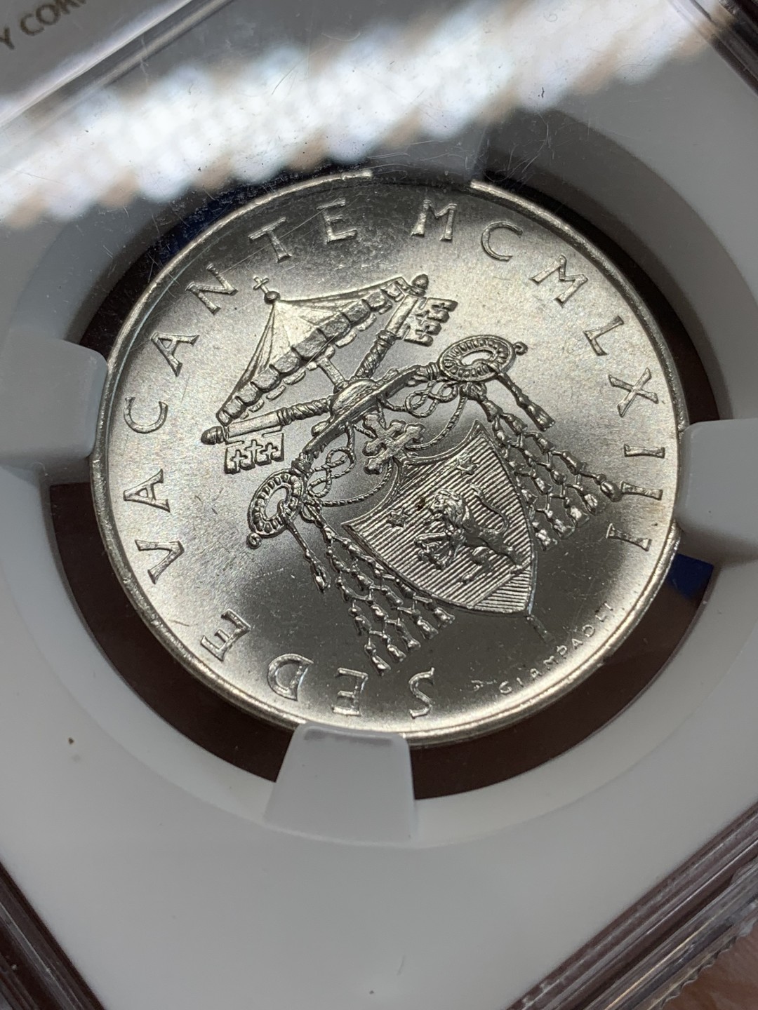 《竞宝斋》三少爷老婆本专场-第156场 (全场包邮) NGC UNCD 梵蒂冈1963年教皇缺位500里拉银币