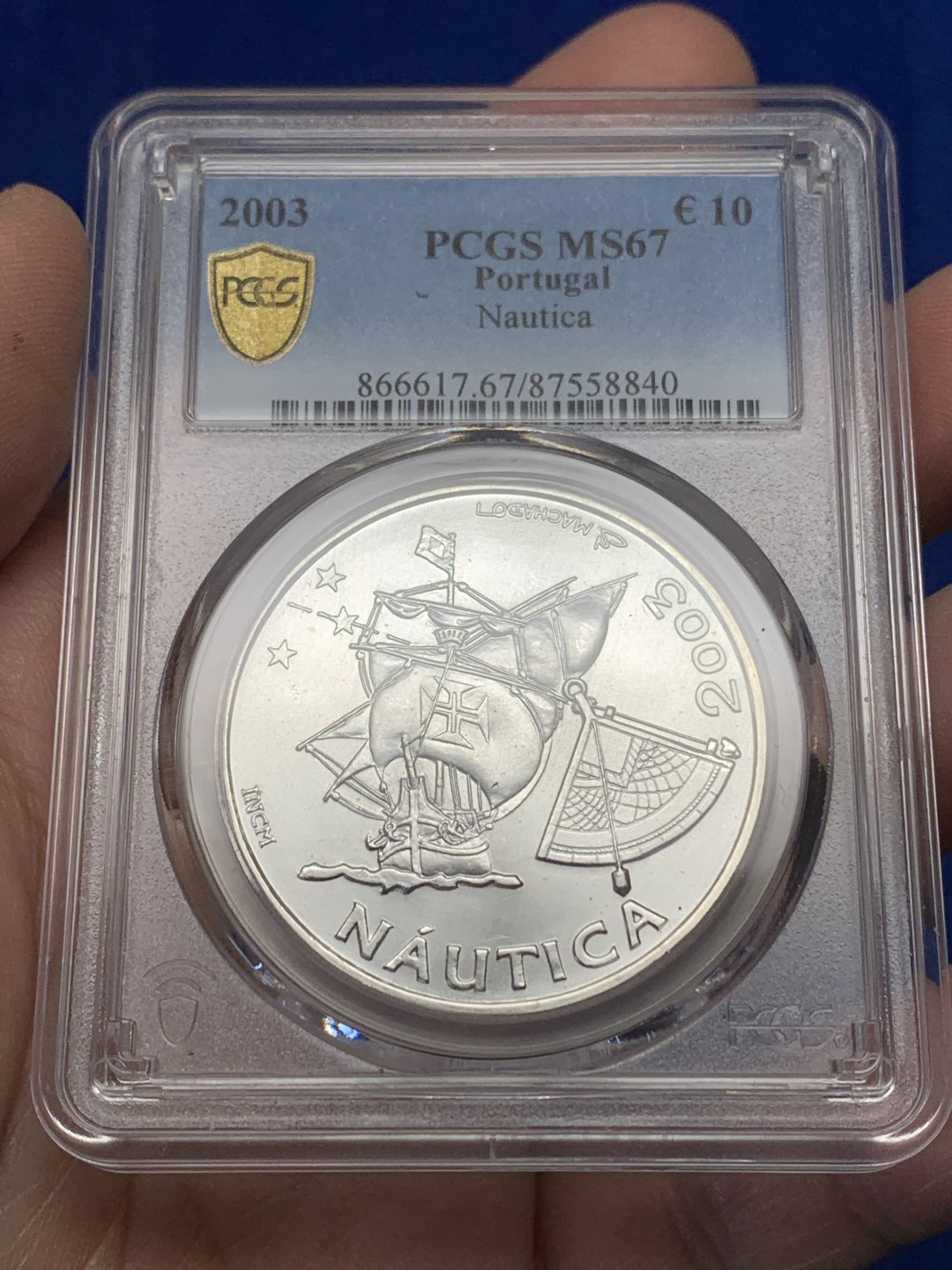 《竞宝斋》三少爷老婆本专场-第156场 (全场包邮) PCGS金盾 MS67 葡萄牙2003年10欧元大银币