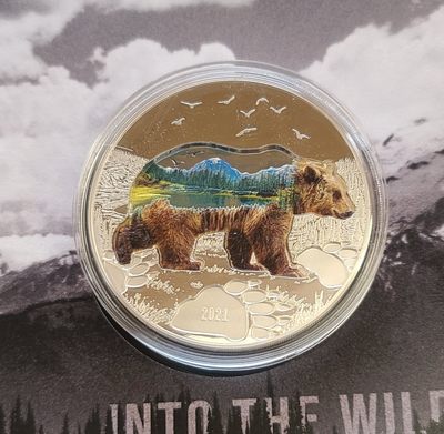 【币将精彩】世界钱币拍卖(2023-4-23) -  蒙古2021年荒野系列熊彩色银币