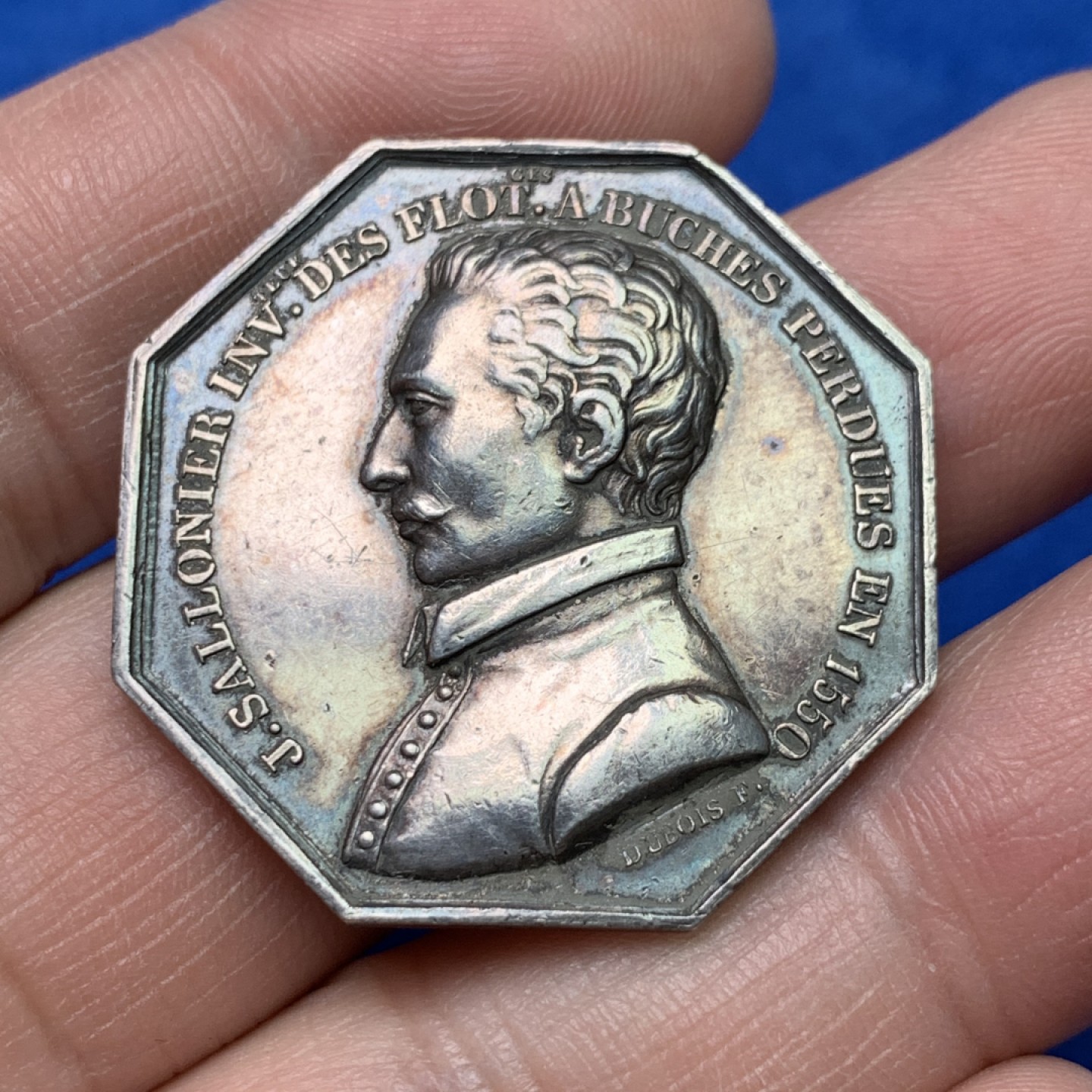 《竞宝斋》三少爷老婆本专场-第156场 (全场包邮) 法国19世纪少见品种八角代用银币，油灯边铭，对边直径33.5mm，重量17.07g