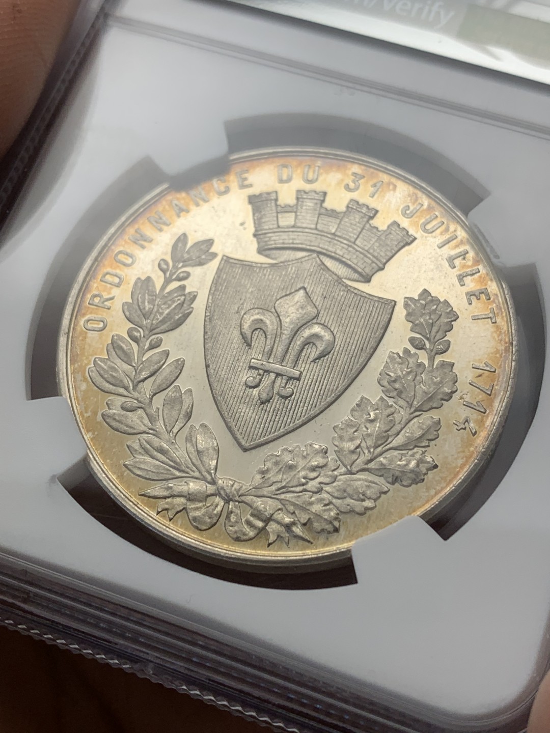 《竞宝斋》三少爷老婆本专场-第156场 (全场包邮) NGC MS64 法国1714年里尔商会银章