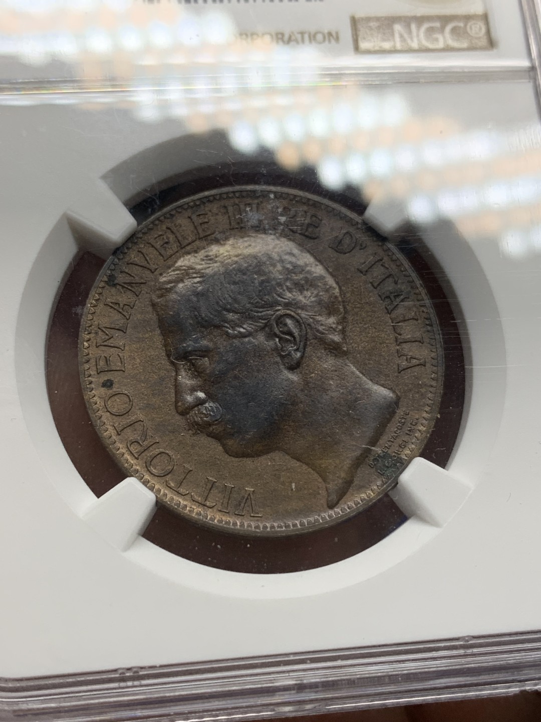 《竞宝斋》三少爷老婆本专场-第156场 (全场包邮) NGC MS61BN 意大利1911年建国50周年纪念铜币