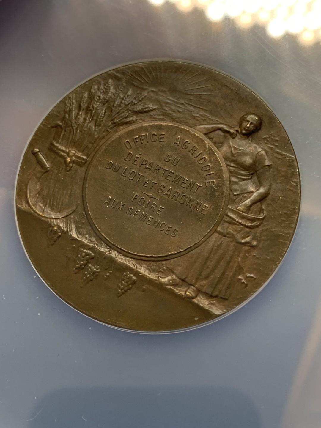 《竞宝斋》三少爷老婆本专场-第156场 (全场包邮) NGC MS62BN 法国加仑河农业部办公室大铜章，NGC加大盒