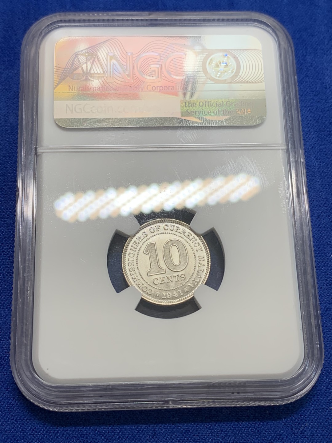 《竞宝斋》三少爷老婆本专场-第156场 (全场包邮) NGC MS63 英属马来亚1941年乔治六世国王头像10分银币