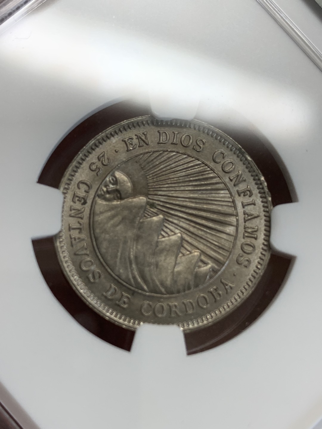 《竞宝斋》三少爷老婆本专场-第156场 (全场包邮) NGC MS64 尼加拉瓜1964年25分镍币