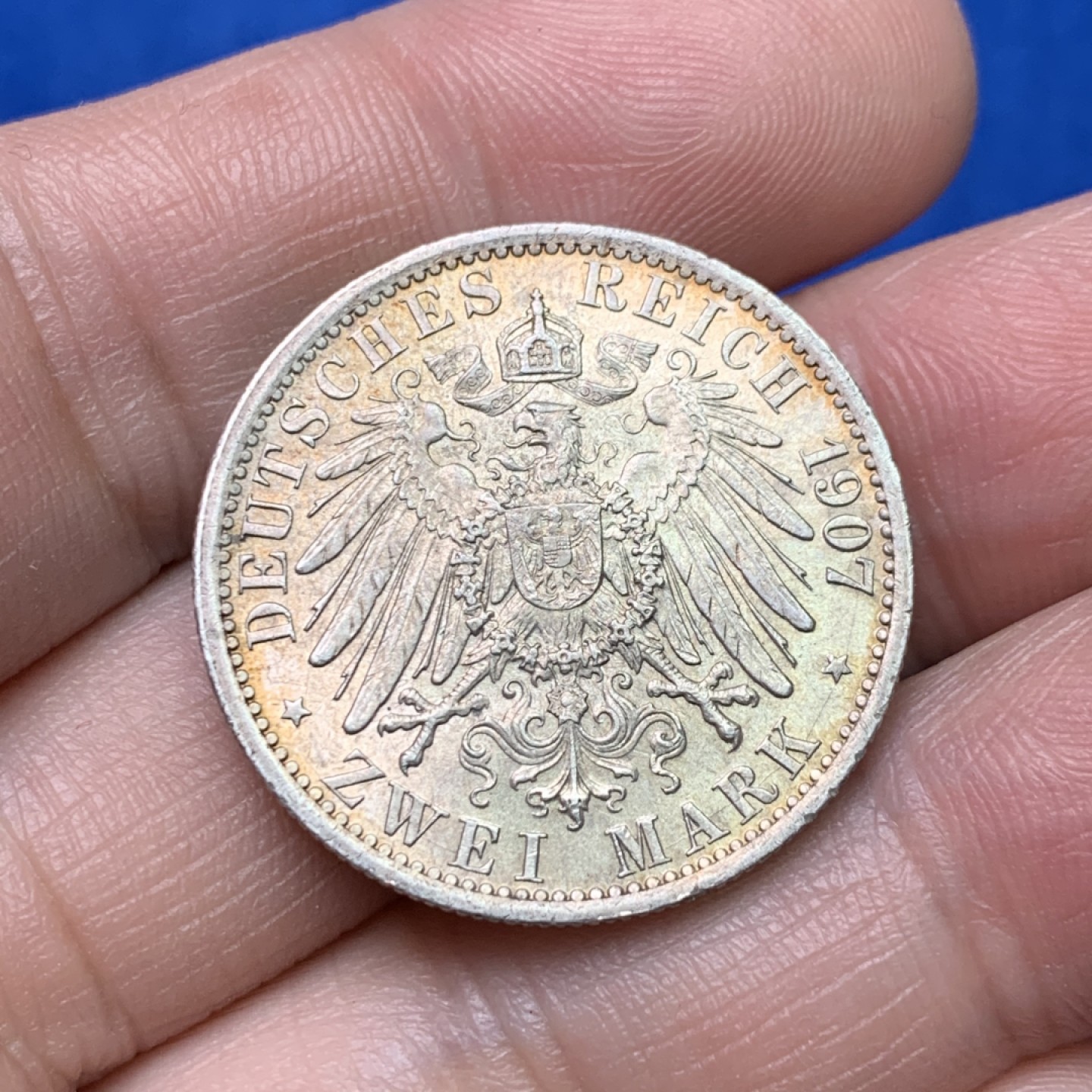 《竞宝斋》三少爷老婆本专场-第156场 (全场包邮) 德国普鲁士1907年威廉二世国王头像2马克银币