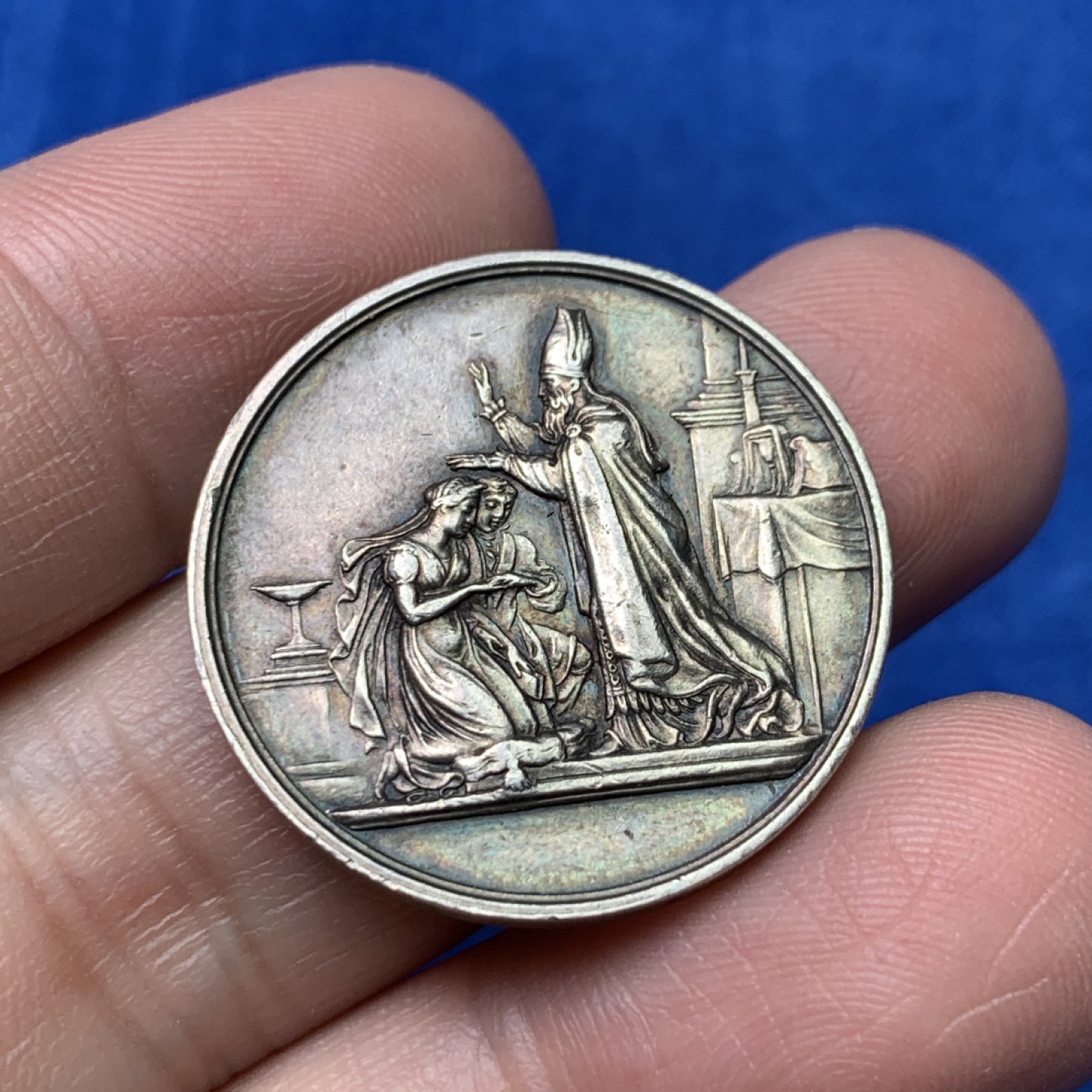 《竞宝斋》三少爷老婆本专场-第156场 (全场包邮) 法国结婚银章，蜜蜂+ARGENT边铭，直径29mm，重量10.05g