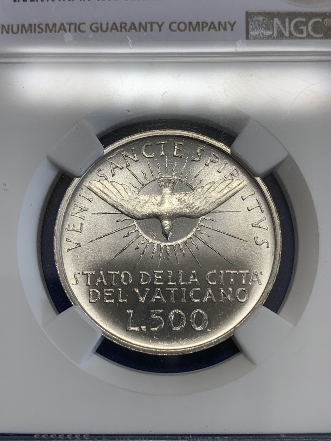 《竞宝斋》三少爷老婆本专场-第156场 (全场包邮) NGC MS63 梵蒂冈1963年教皇缺位500里拉银币