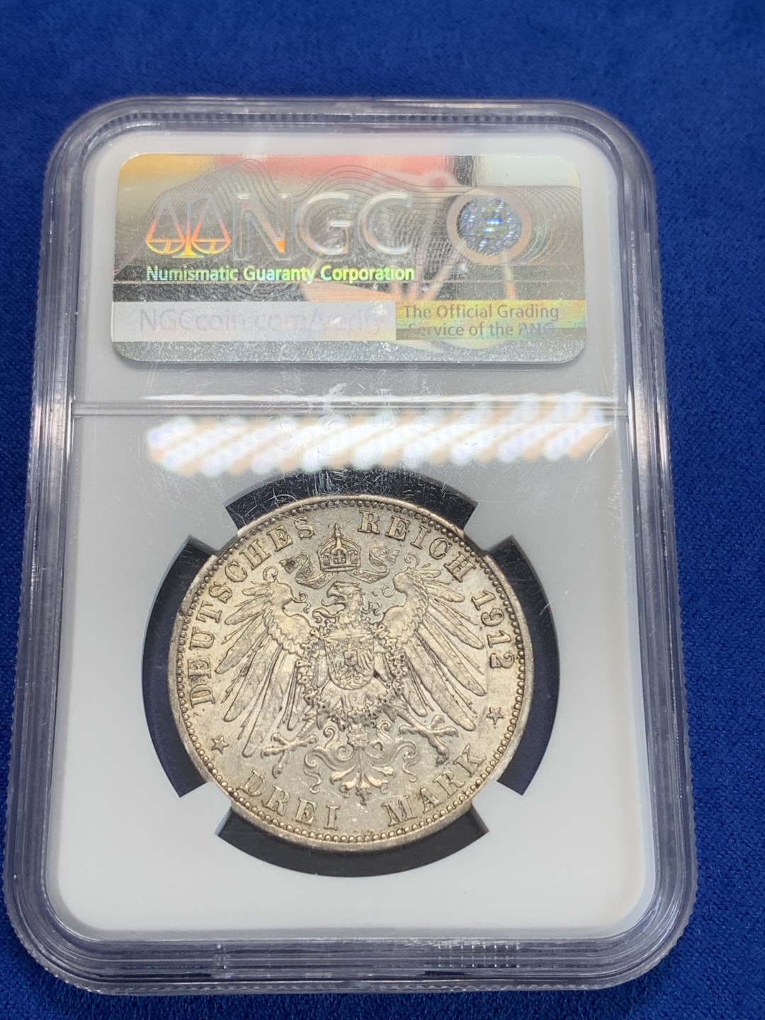 《竞宝斋》三少爷老婆本专场-第156场 (全场包邮) NGC AU58 德国1912年威廉二世国王头像3马克银币