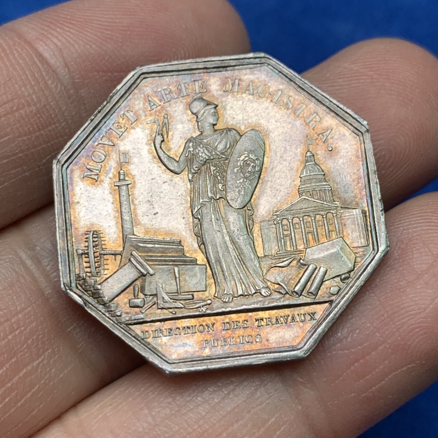 《竞宝斋》三少爷老婆本专场-第156场 (全场包邮) 法国19世纪查尔斯十世国王头像公共工程局八角代用银币，早期无边铭，对边直径30.5mm，重量12.93g。少见品种，可评级好品相