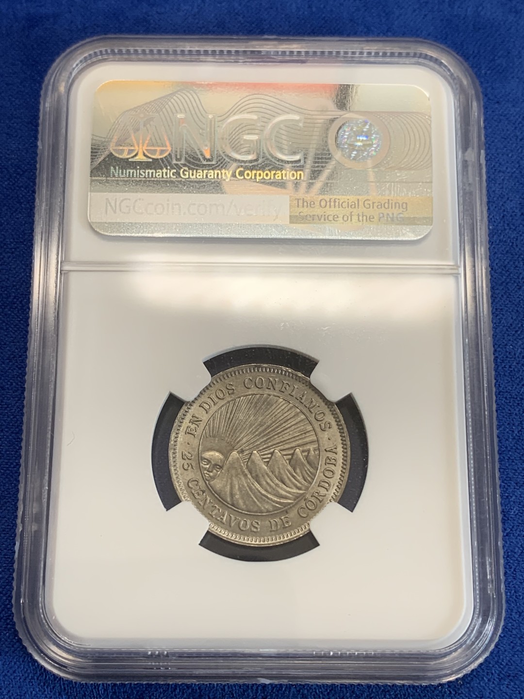 《竞宝斋》三少爷老婆本专场-第156场 (全场包邮) NGC MS64 尼加拉瓜1964年25分镍币