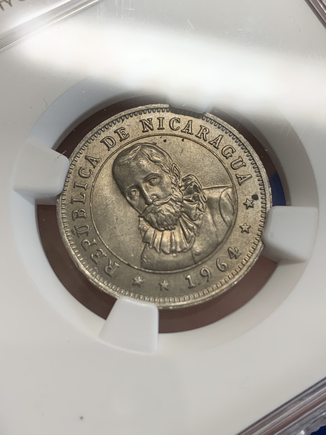 《竞宝斋》三少爷老婆本专场-第156场 (全场包邮) NGC MS64 尼加拉瓜1964年25分镍币