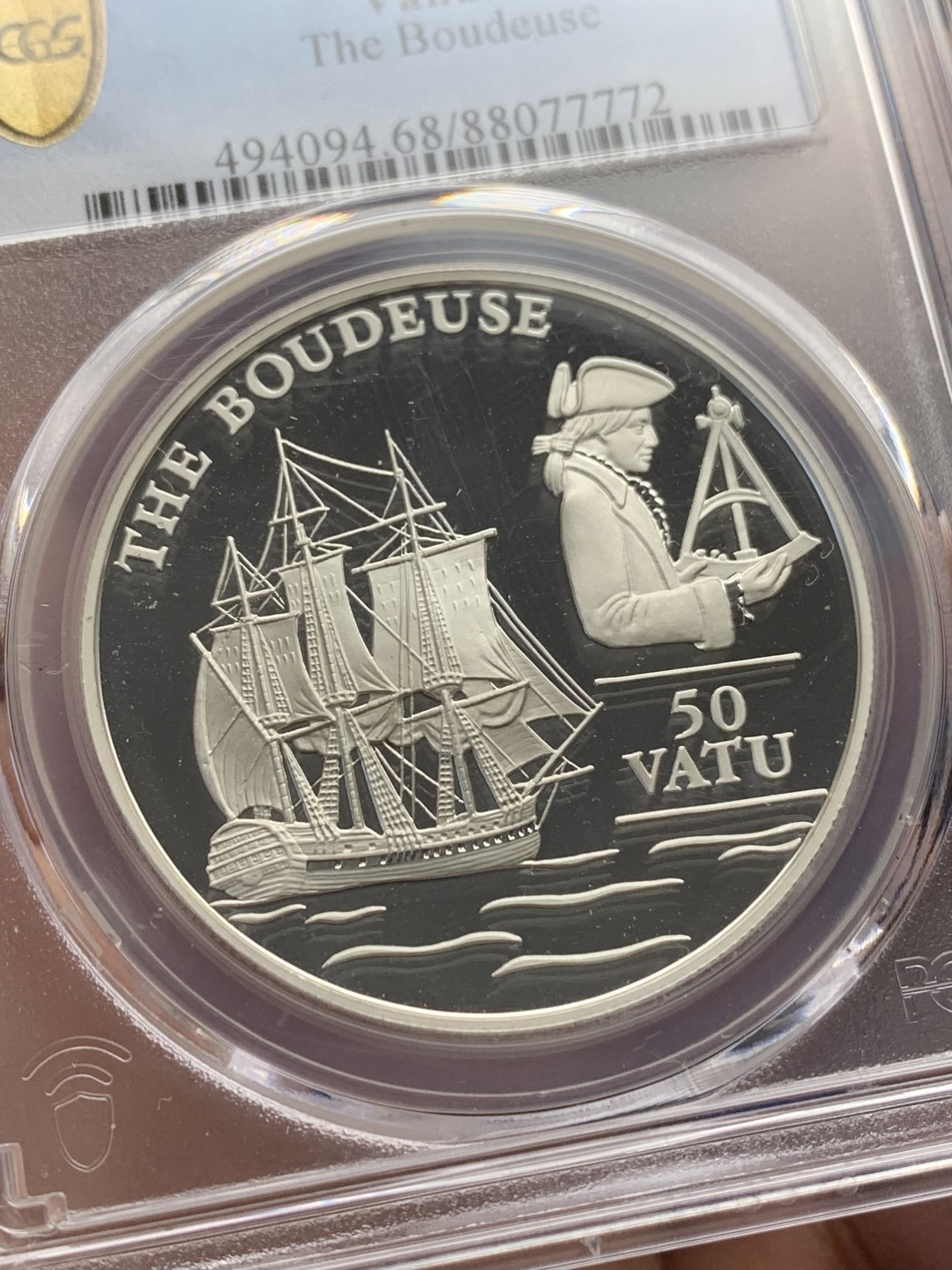 《竞宝斋》三少爷老婆本专场-第156场 (全场包邮) PCGS金盾 PR68DCAM 瓦努阿图1993年50瓦图精制大银币