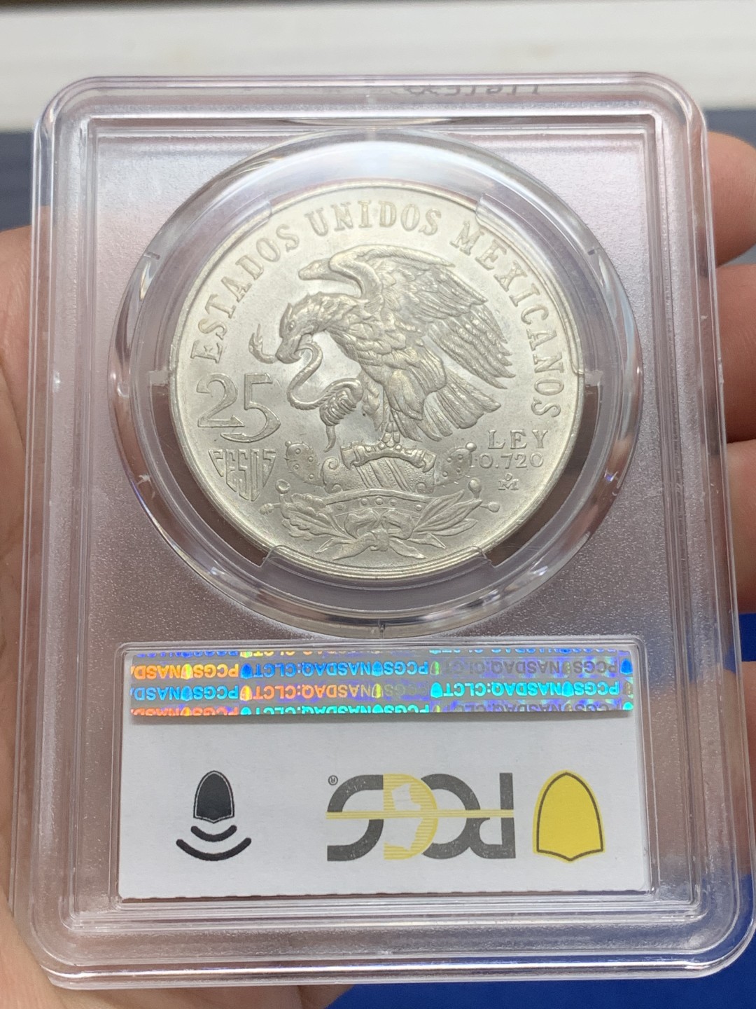 《竞宝斋》三少爷老婆本专场-第156场 (全场包邮) PCGS金盾 MS64 墨西哥1968年奥运会纪念25比索大银币