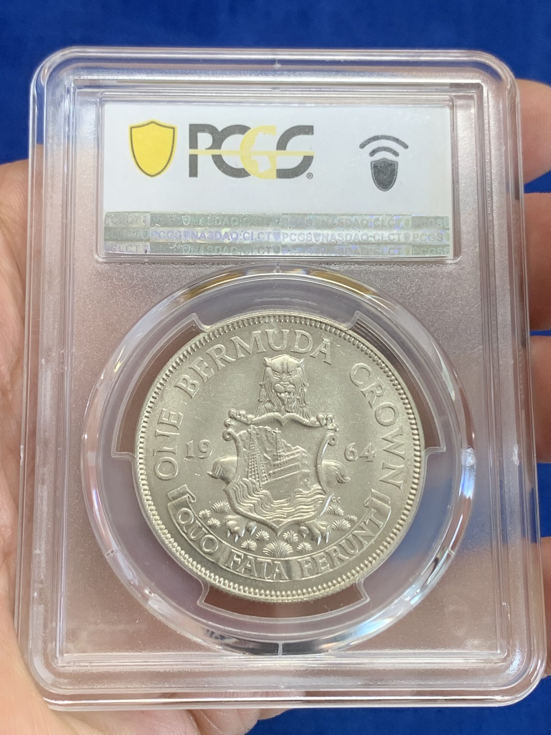 《竞宝斋》三少爷老婆本专场-第156场 (全场包邮) PCGS金盾 MS63 百慕大1964年1克朗大银币