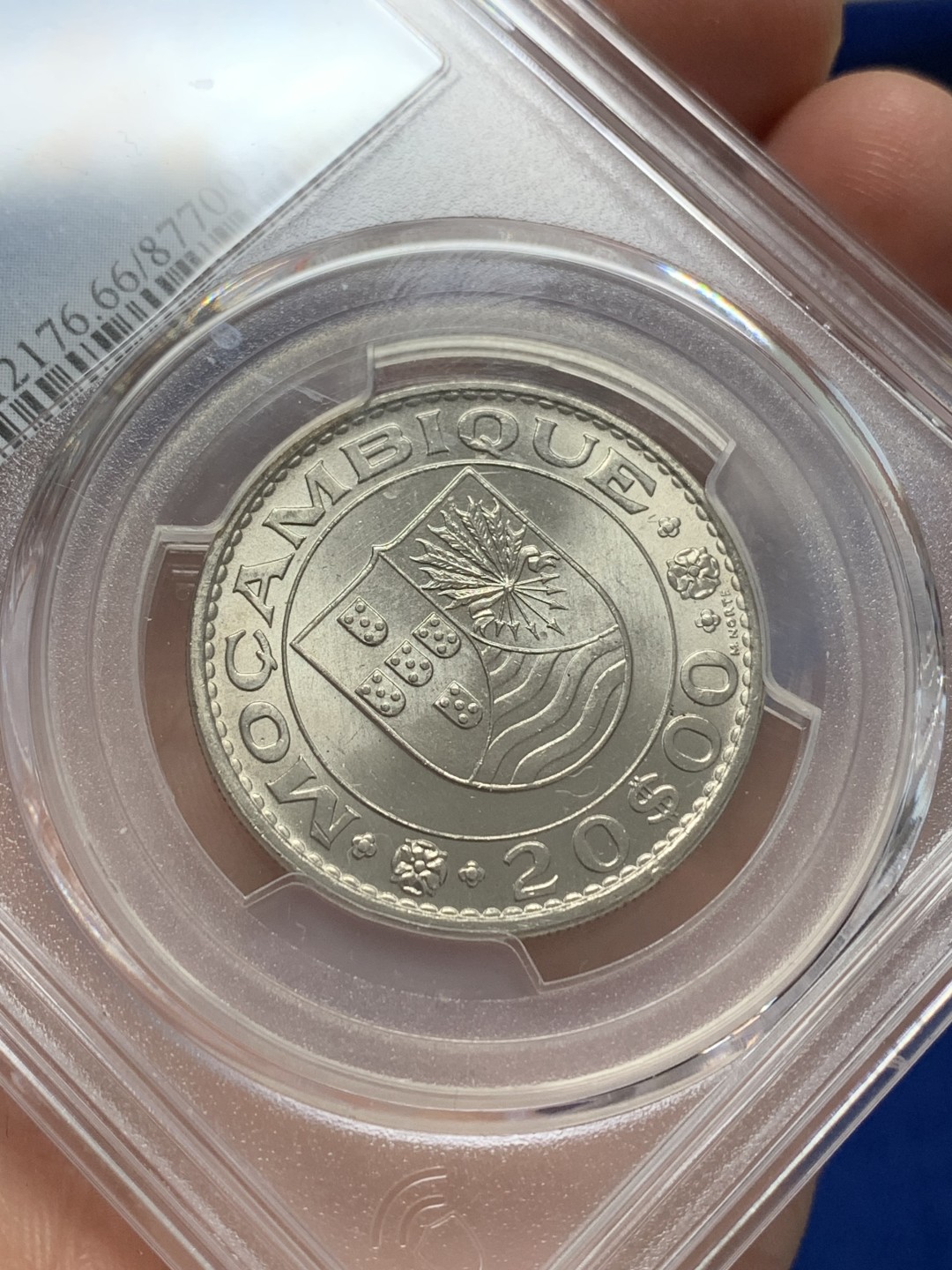 《竞宝斋》三少爷老婆本专场-第156场 (全场包邮) PCGS金盾 MS66 葡属莫桑比克1971年20埃斯库多镍币，高分不易