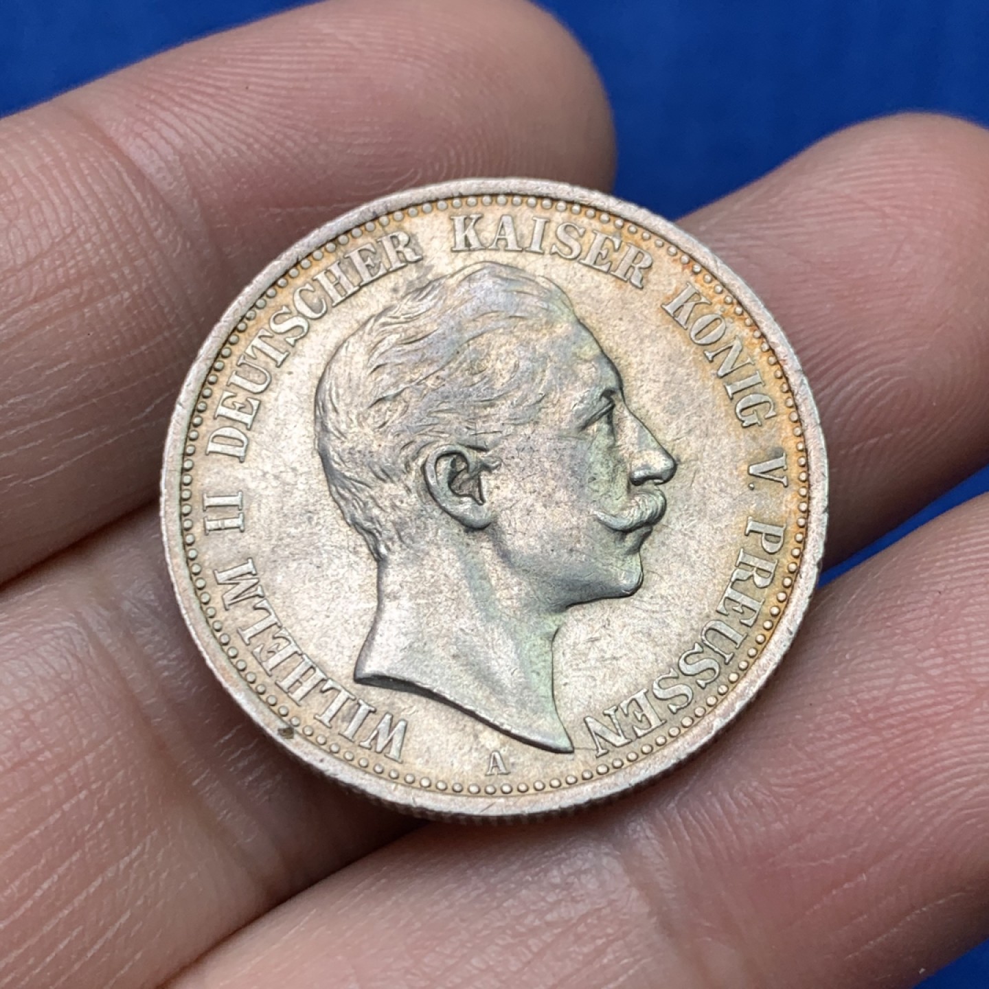 《竞宝斋》三少爷老婆本专场-第156场 (全场包邮) 德国普鲁士1907年威廉二世国王头像2马克银币