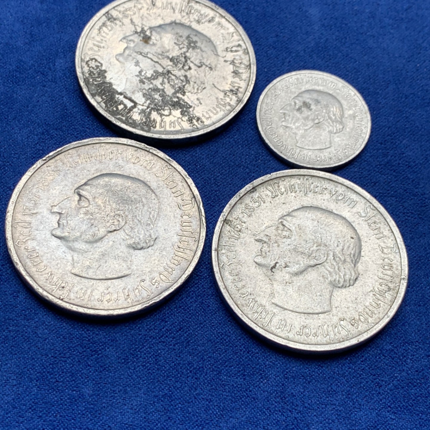 《竞宝斋》三少爷老婆本专场-第156场 (全场包邮) 德国威斯特伐利亚1921年50芬尼一枚，1923年5千万马克三枚大马币铝币