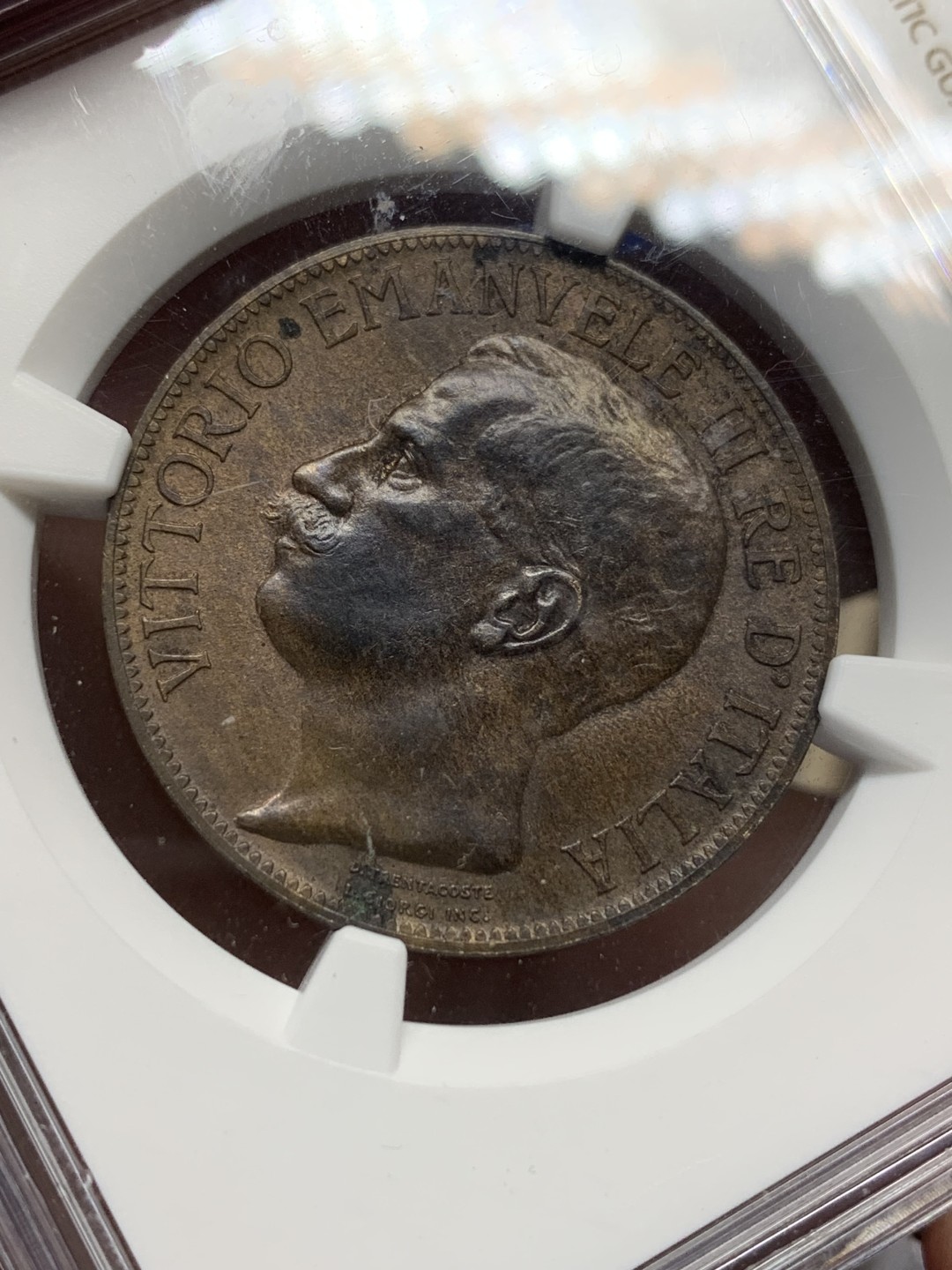 《竞宝斋》三少爷老婆本专场-第156场 (全场包邮) NGC MS61BN 意大利1911年建国50周年纪念铜币