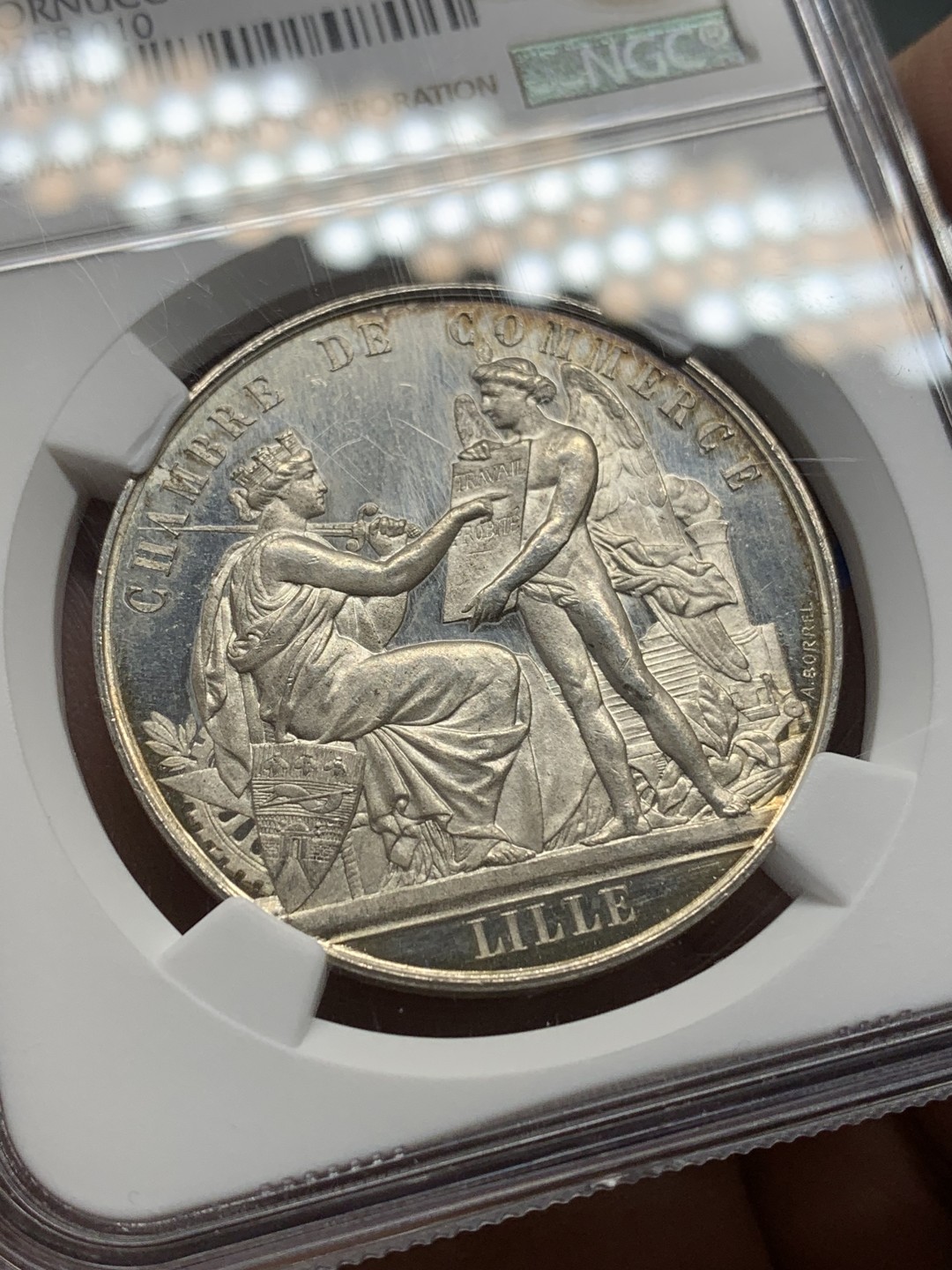 《竞宝斋》三少爷老婆本专场-第156场 (全场包邮) NGC MS64 法国1714年里尔商会银章