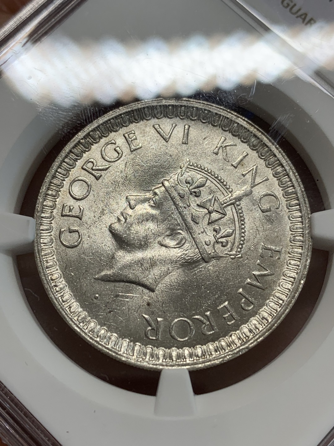 《竞宝斋》三少爷老婆本专场-第156场 (全场包邮) NGC MS61 英属印度1942年乔治六世国王头像1卢比银币