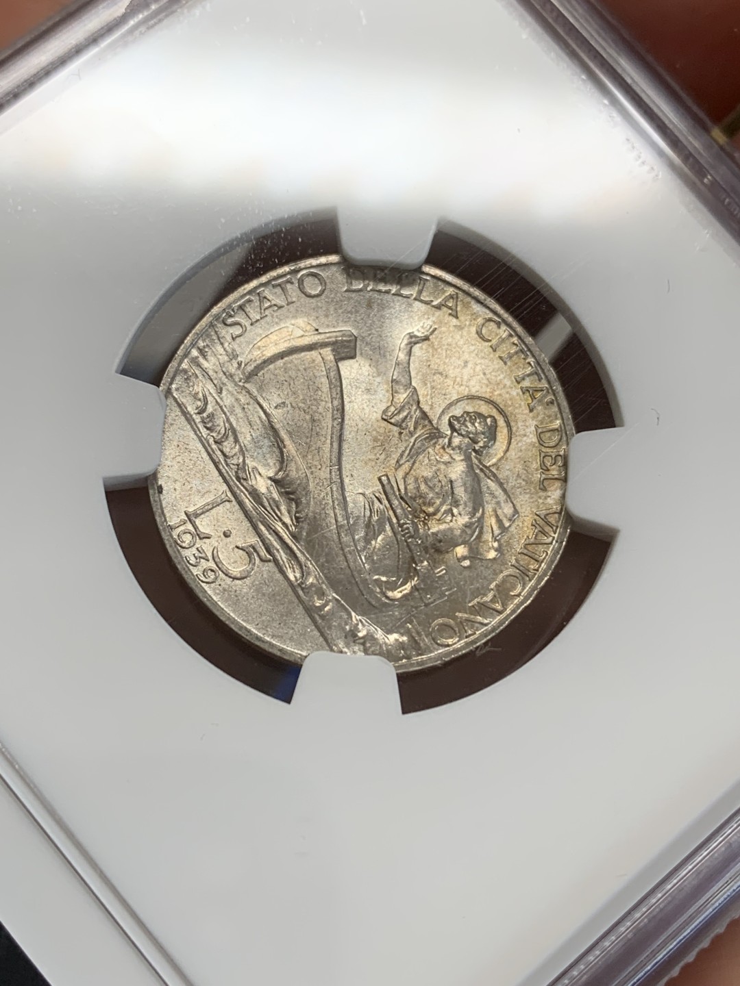 《竞宝斋》三少爷老婆本专场-第156场 (全场包邮) NGC MS63 梵蒂冈1939年5里拉银币