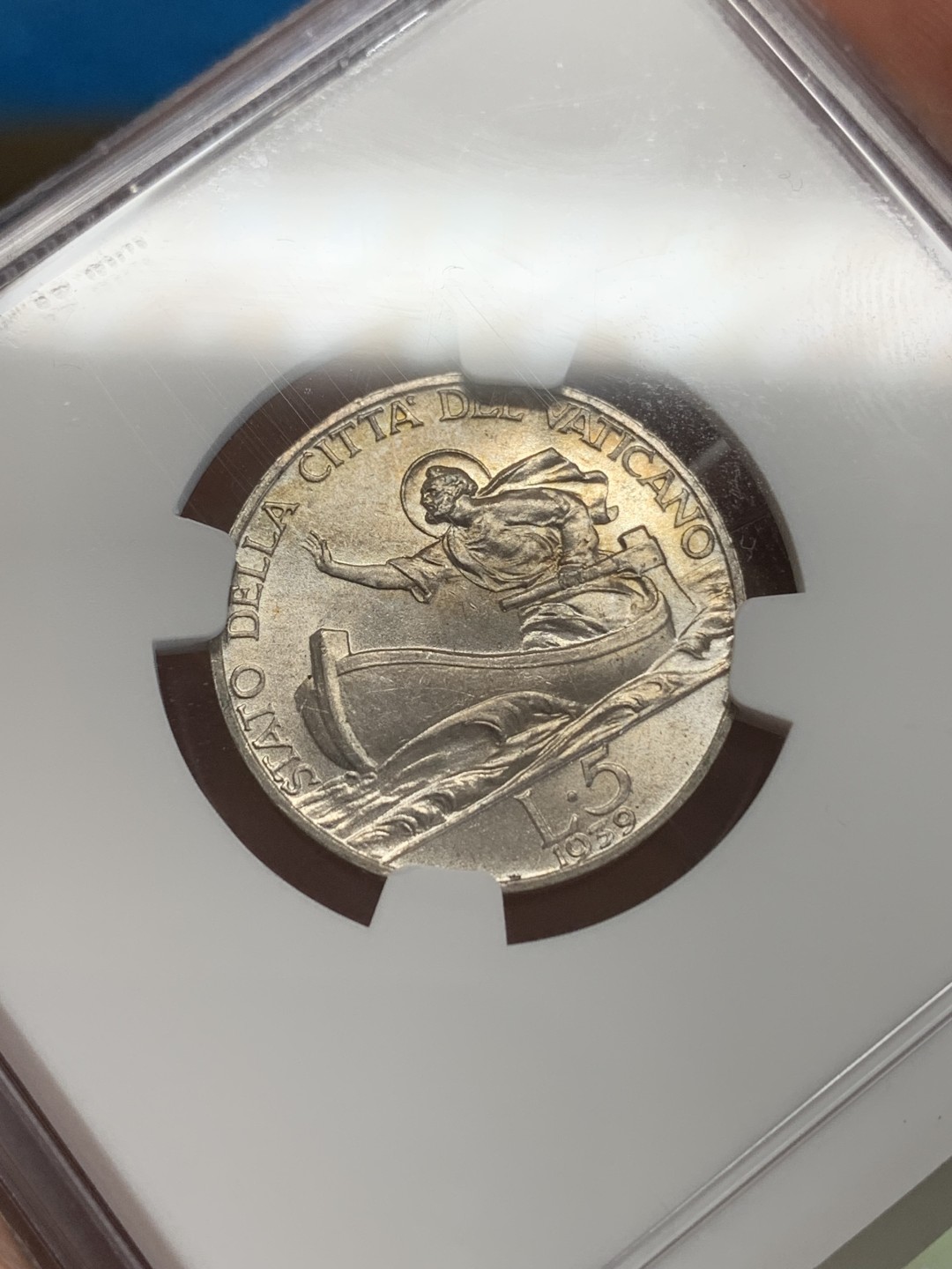 《竞宝斋》三少爷老婆本专场-第156场 (全场包邮) NGC MS63 梵蒂冈1939年5里拉银币