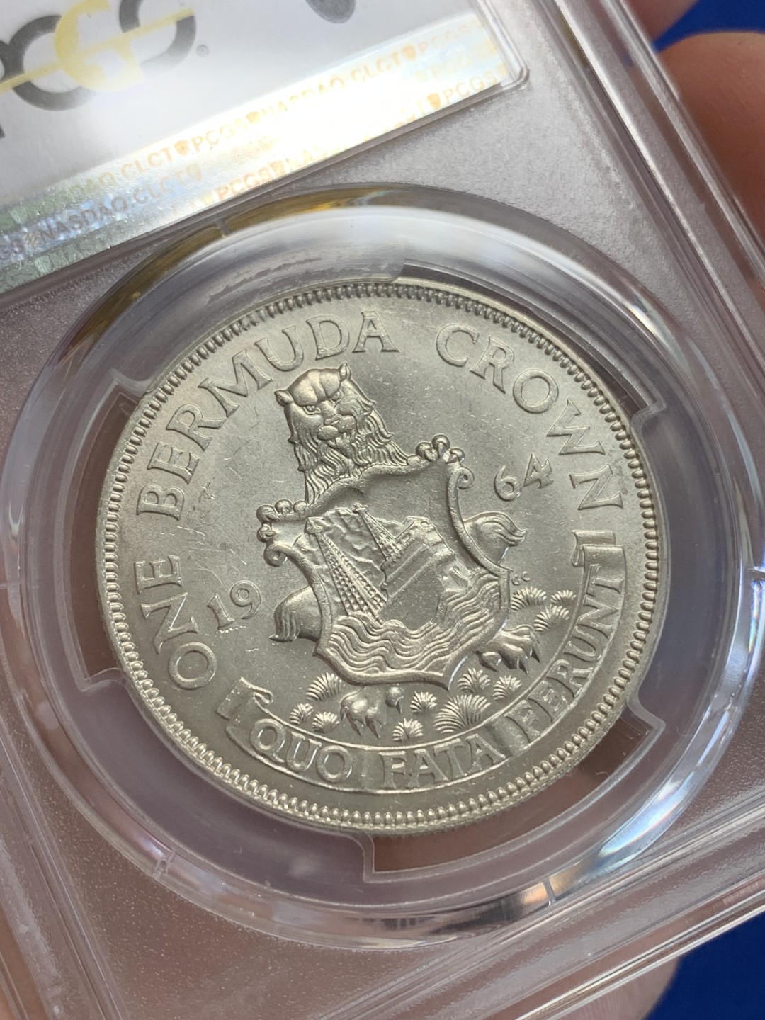 《竞宝斋》三少爷老婆本专场-第156场 (全场包邮) PCGS金盾 MS63 百慕大1964年1克朗大银币