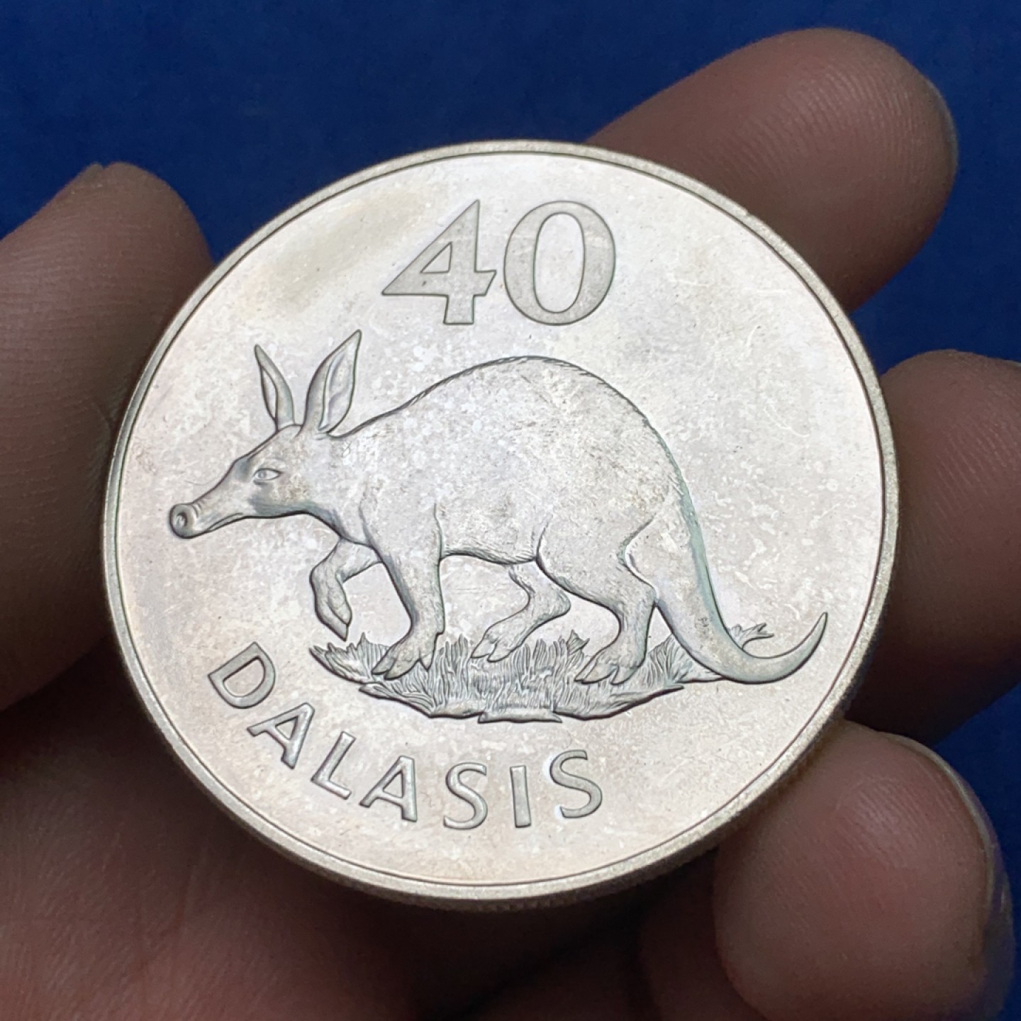 《竞宝斋》三少爷老婆本专场-第156场 (全场包邮) 冈比亚1977年40达拉西大银币，925银，重量35.29g，发行量仅4304枚