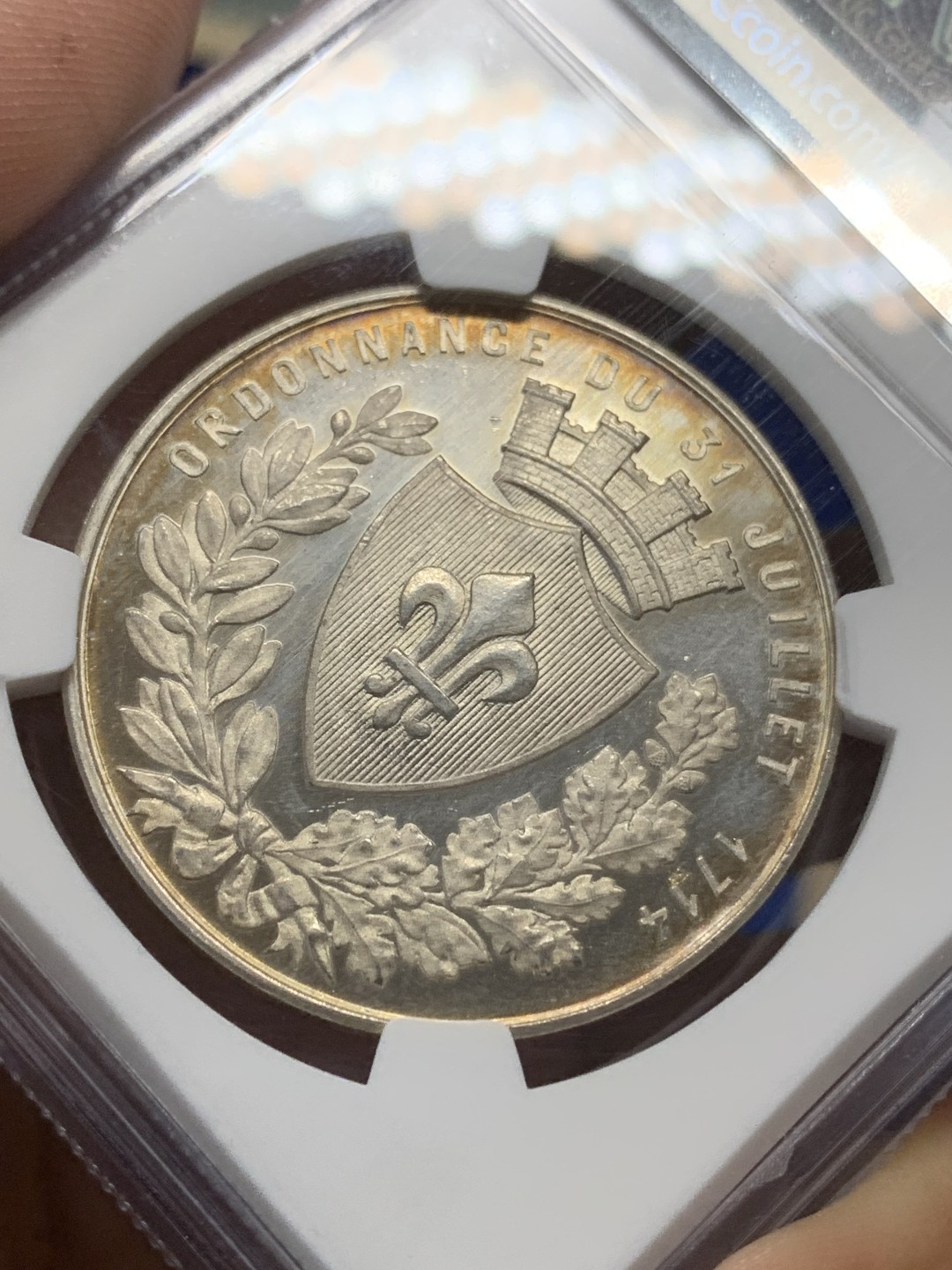 《竞宝斋》三少爷老婆本专场-第156场 (全场包邮) NGC MS64 法国1714年里尔商会银章