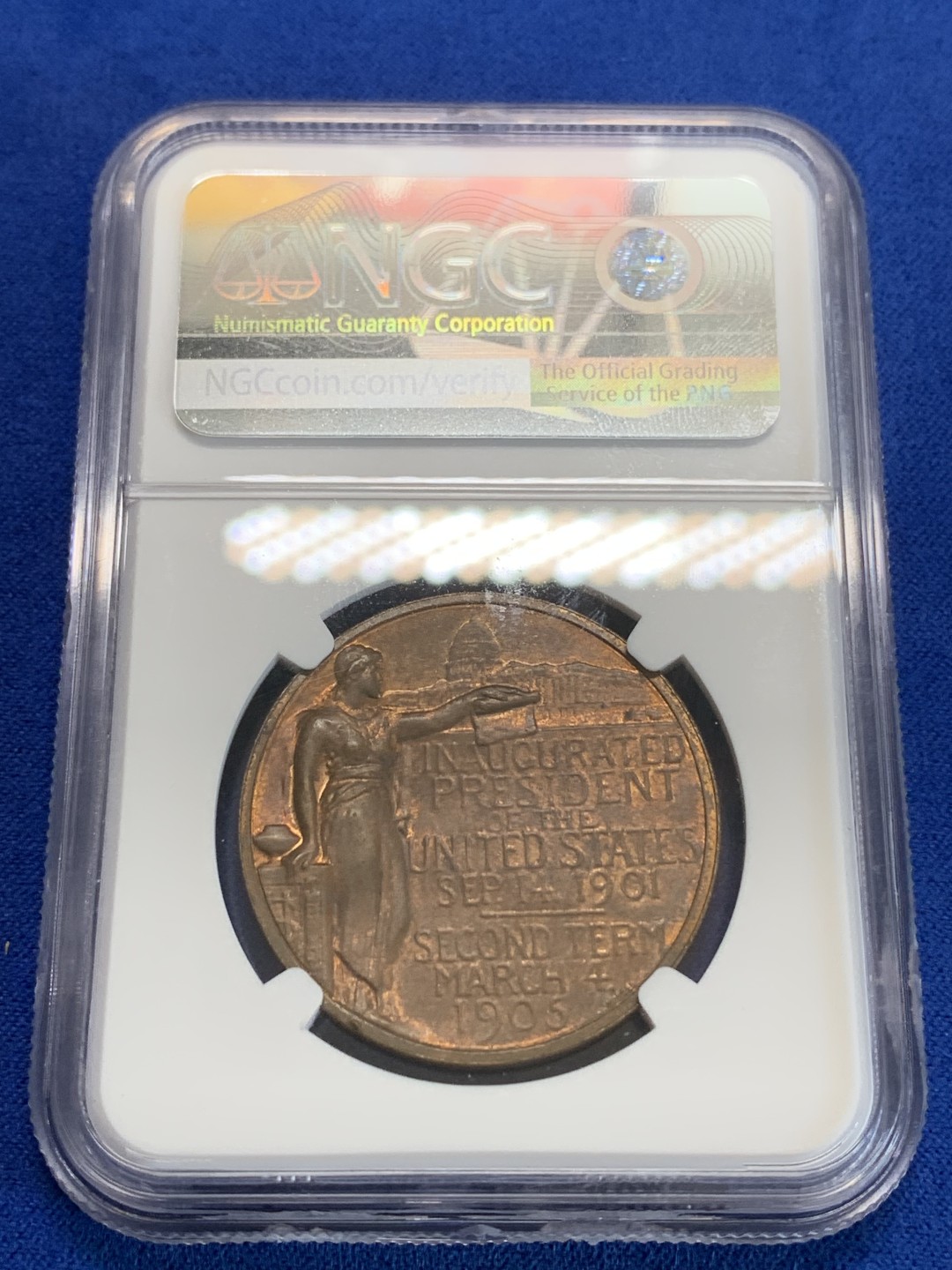 《竞宝斋》三少爷老婆本专场-第156场 (全场包邮) NGC MS63BN 美国1905年西奥多·罗斯福官方就职铜奖章