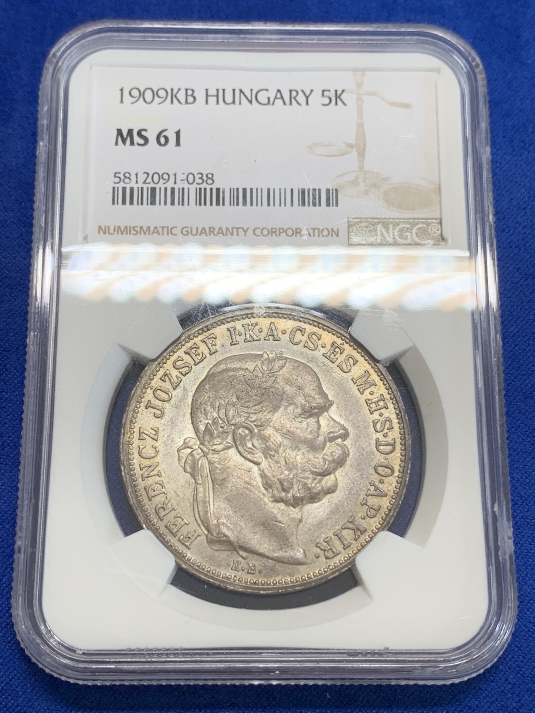 《竞宝斋》三少爷老婆本专场-第156场 (全场包邮) NGC MS61 匈牙利1909年双天使5克朗大银币