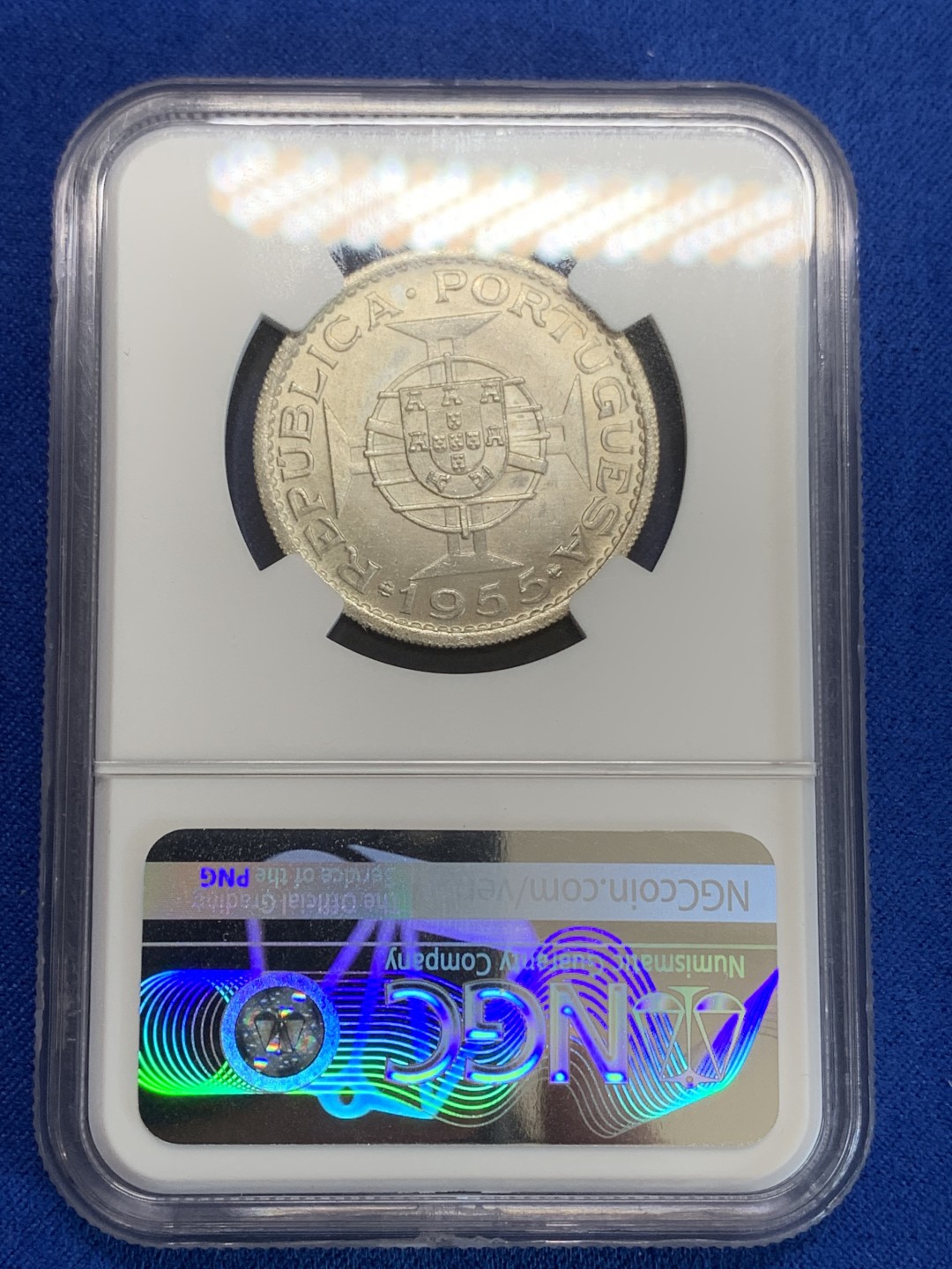《竞宝斋》三少爷老婆本专场-第156场 (全场包邮) NGC MS64 葡属安哥拉1955年20埃斯库多银币