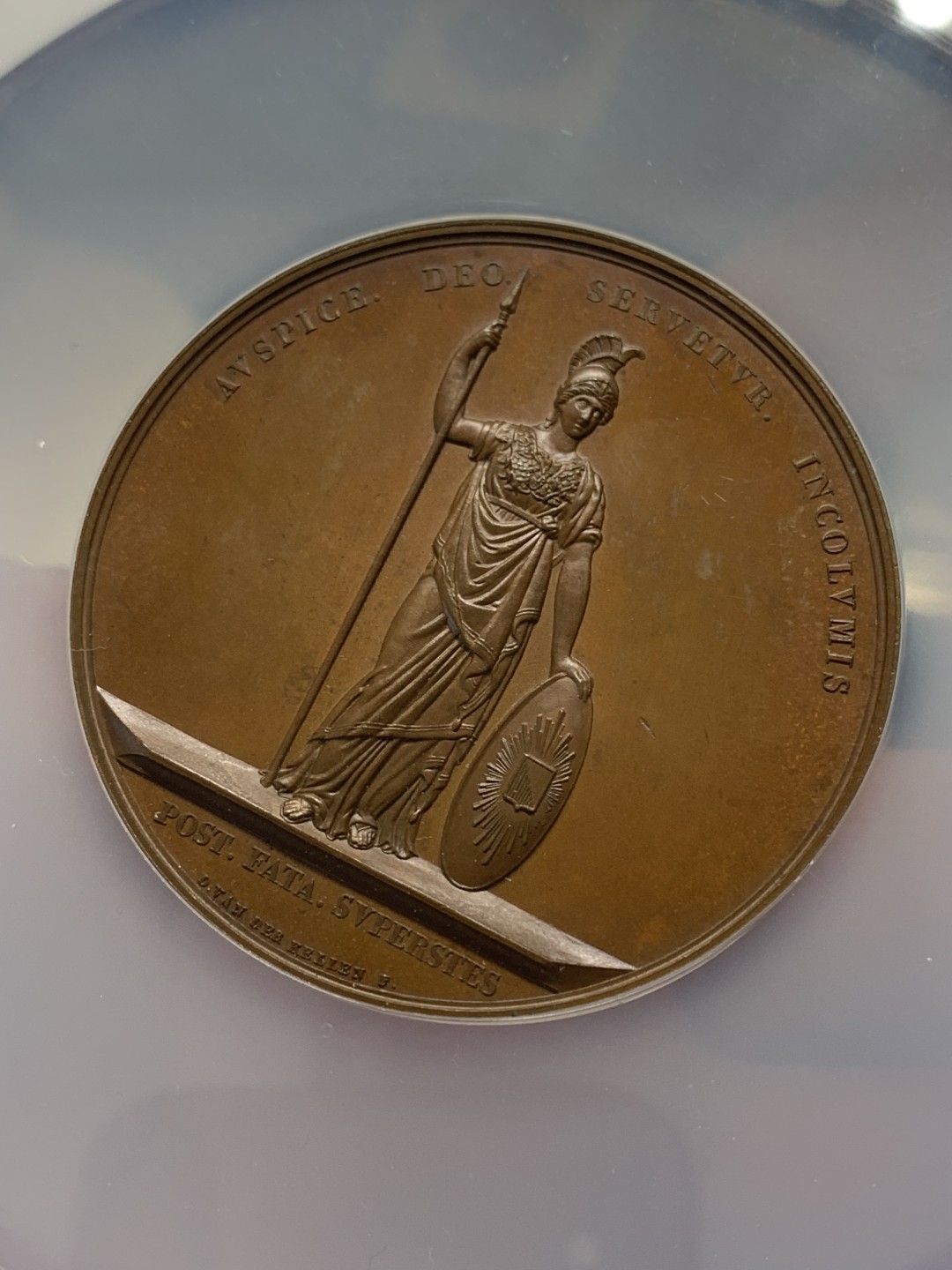 《竞宝斋》三少爷老婆本专场-第156场 (全场包邮) NGC MS62BN 荷兰1836年乌特勒支大学建校200周年大铜章，NGC加大盒