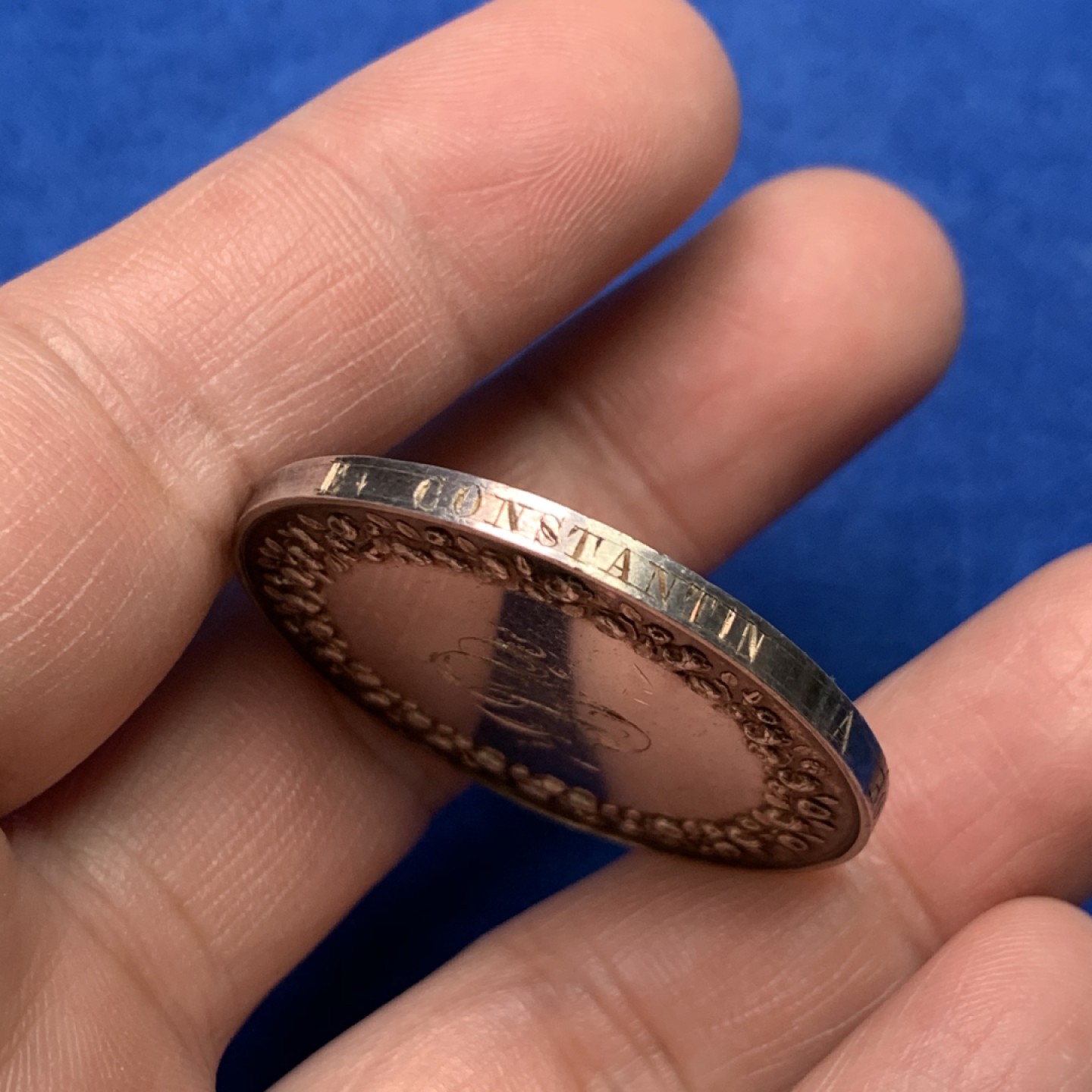 《竞宝斋》三少爷老婆本专场-第156场 (全场包邮) 法国1854年结婚银章，手指+ARGENT边铭，直径36.5mm，重量21.52g