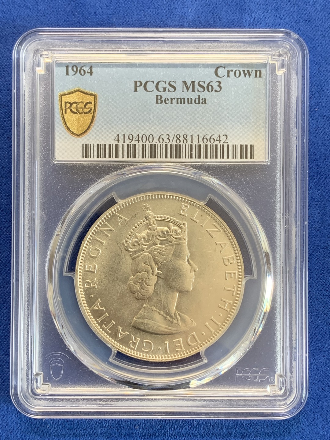 《竞宝斋》三少爷老婆本专场-第156场 (全场包邮) PCGS金盾 MS63 百慕大1964年1克朗大银币